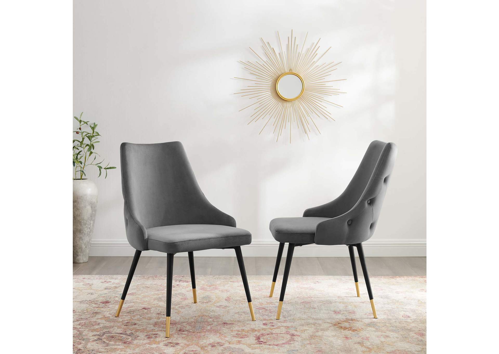 Gray Adorn Dining Side Chair Performance Velvet [Set of 2],Modway