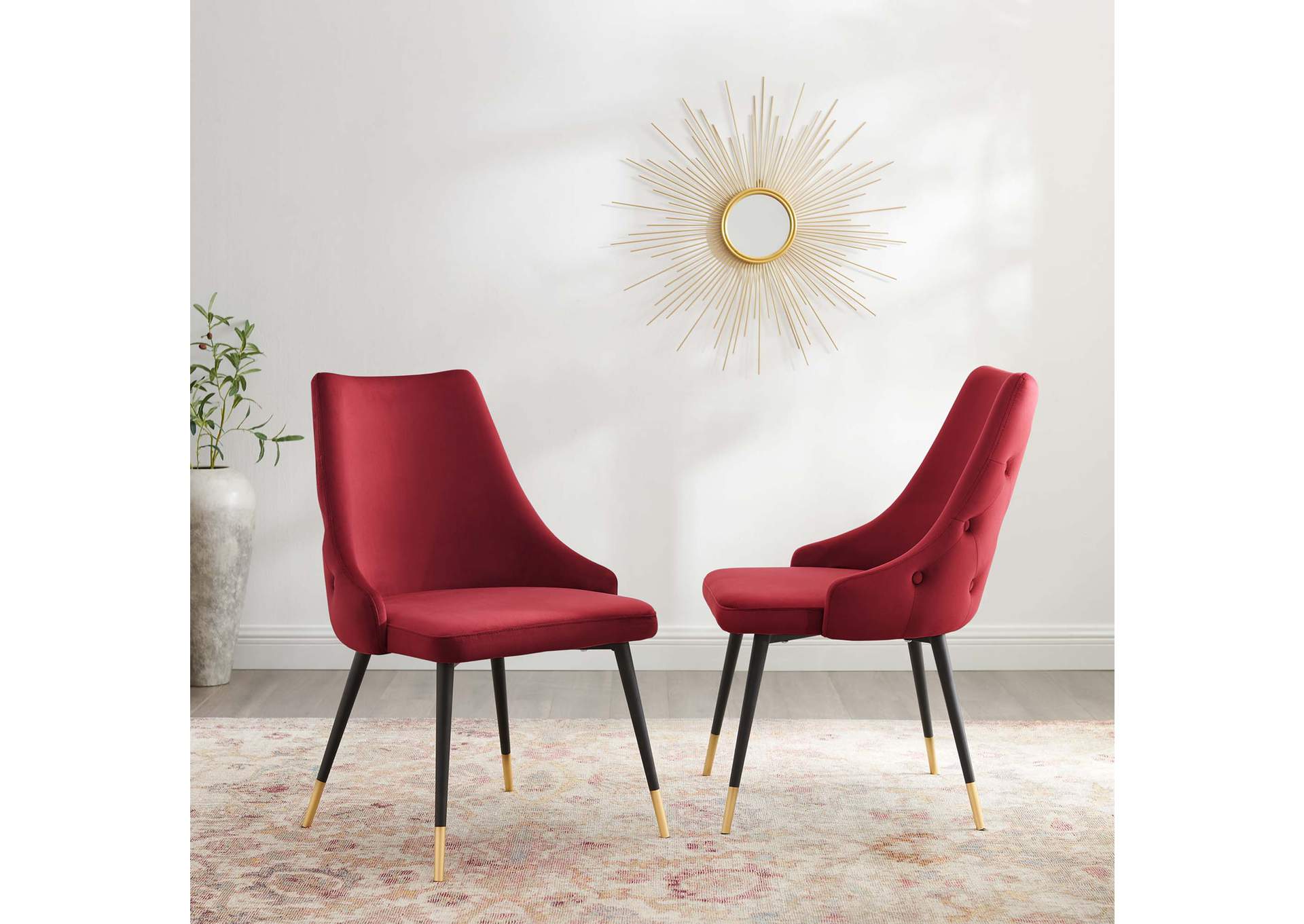 Maroon Adorn Dining Side Chair Performance Velvet [Set of 2],Modway