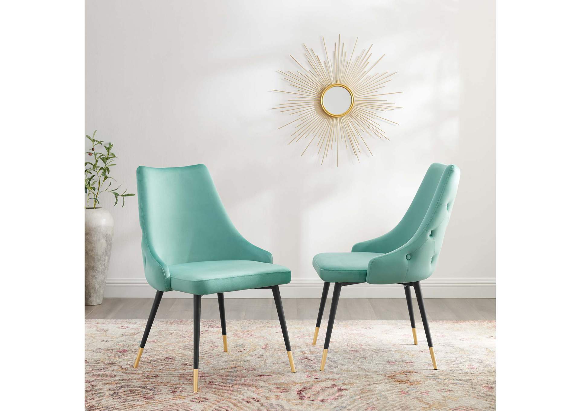 Mint Adorn Dining Side Chair Performance Velvet [Set of 2],Modway