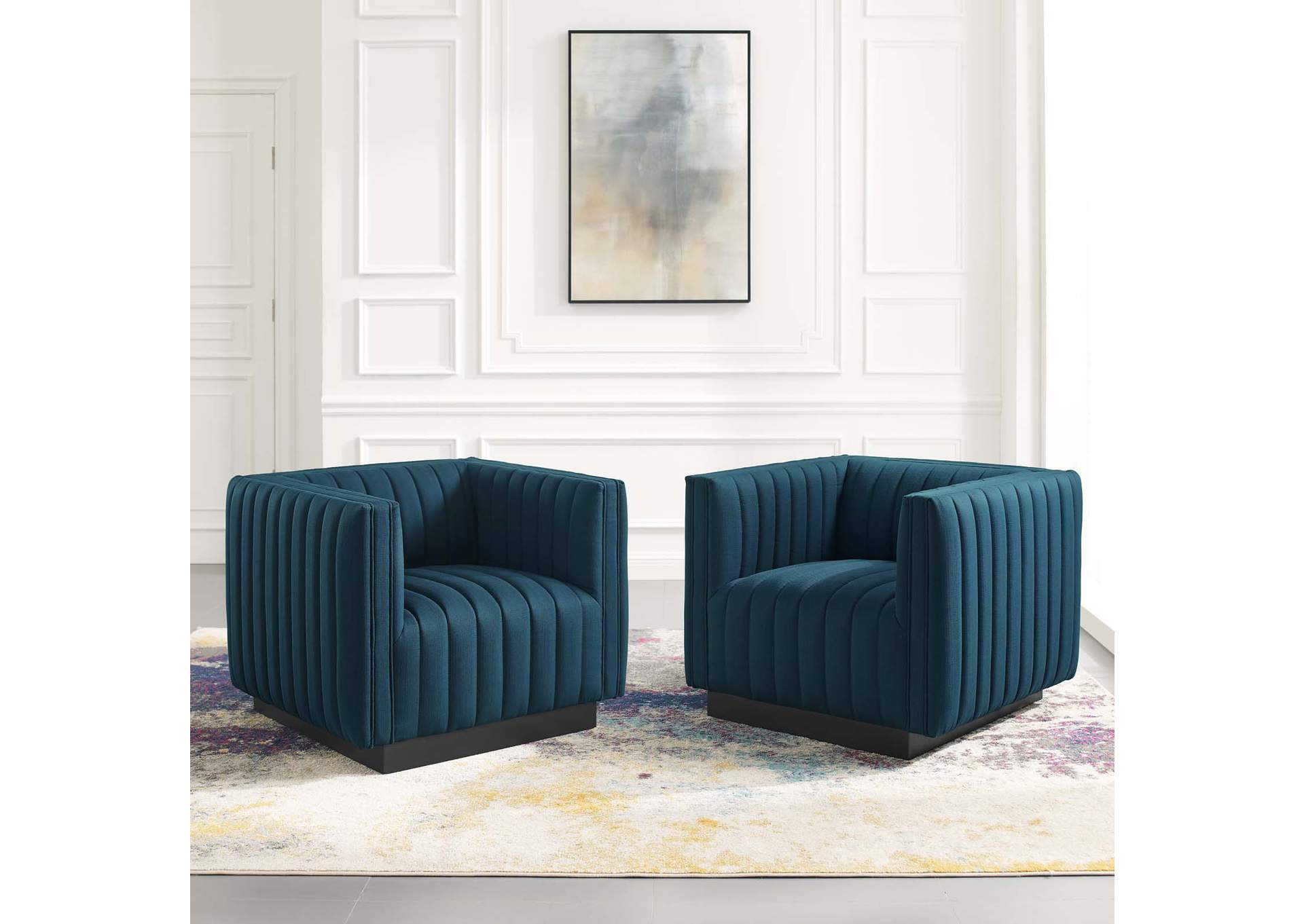 Azure Conjure Tufted Arm Chair Upholstered Fabric [Set of 2],Modway