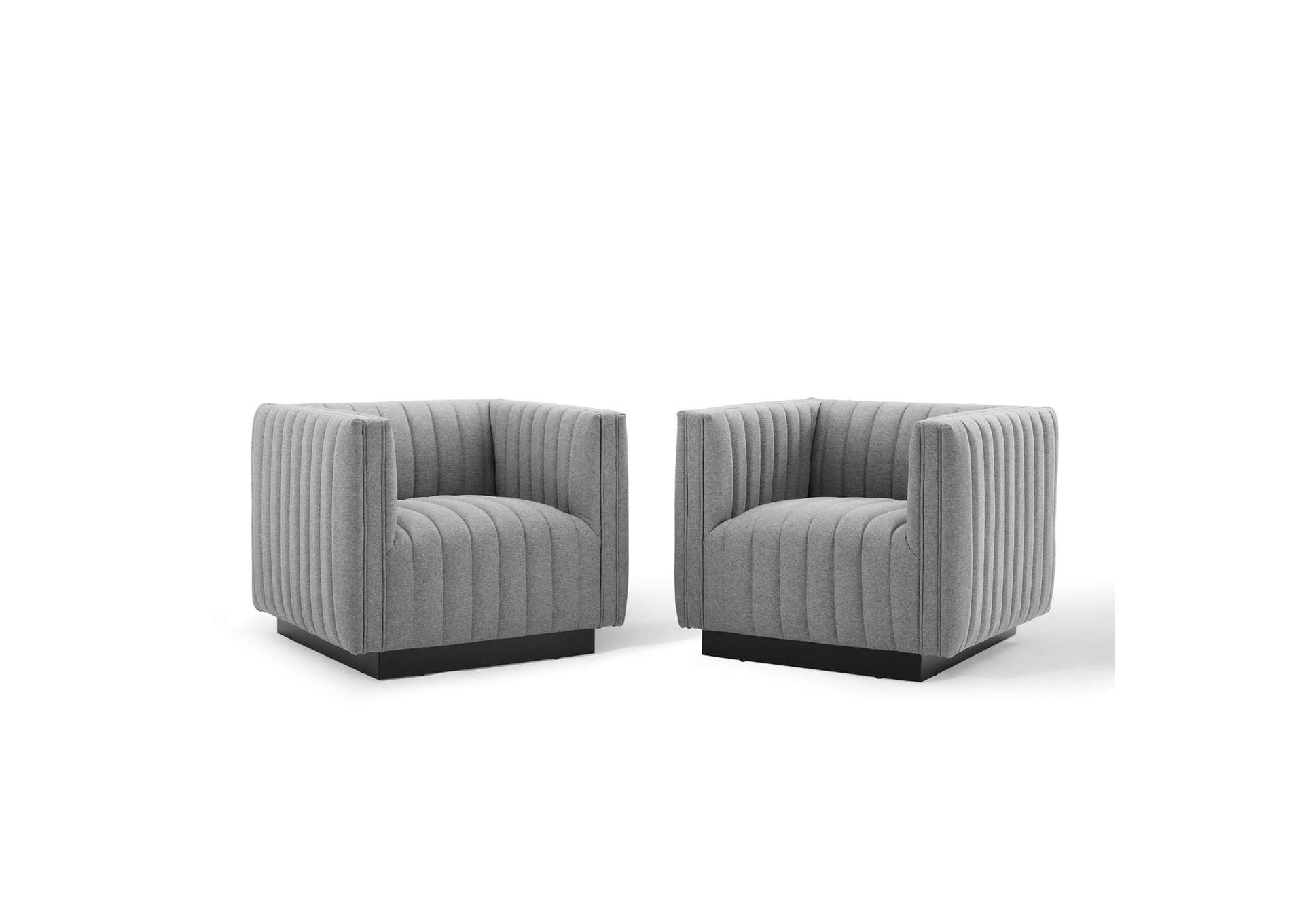 Light Gray Conjure Tufted Arm Chair Upholstered Fabric [Set of 2],Modway