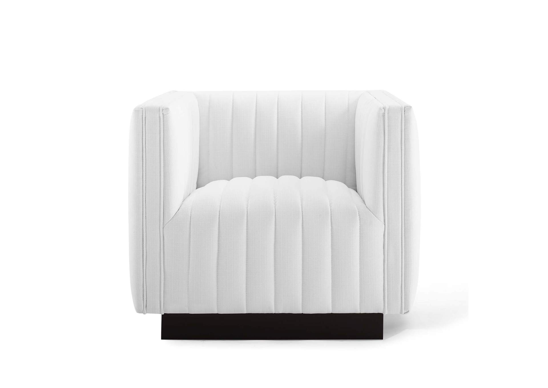 White Conjure Tufted Arm Chair Upholstered Fabric [Set of 2],Modway