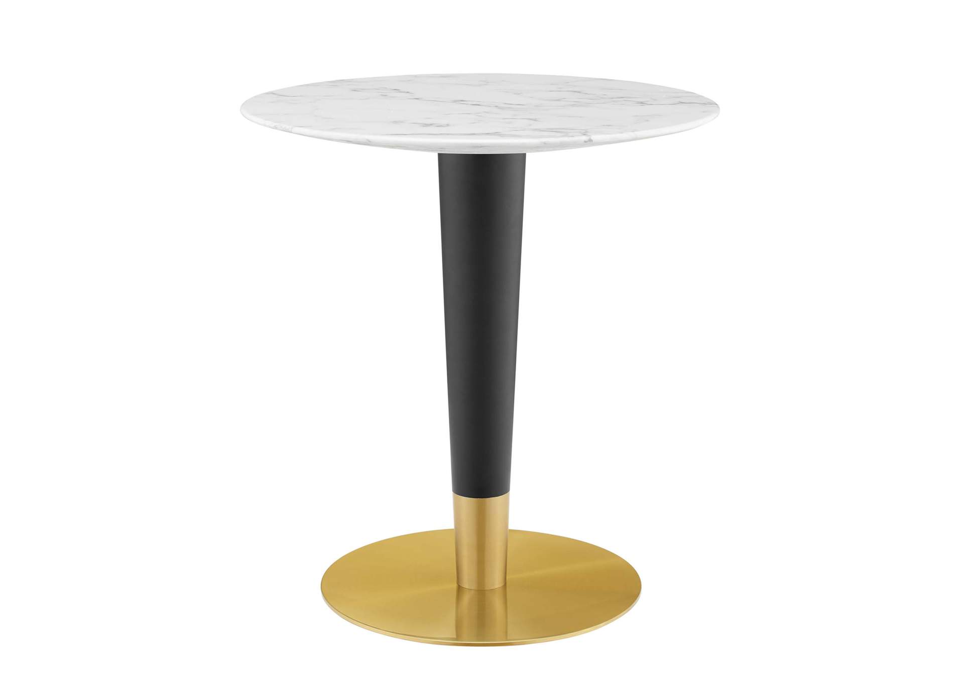 Gold White Zinque 28" Artificial Marble Dining Table,Modway