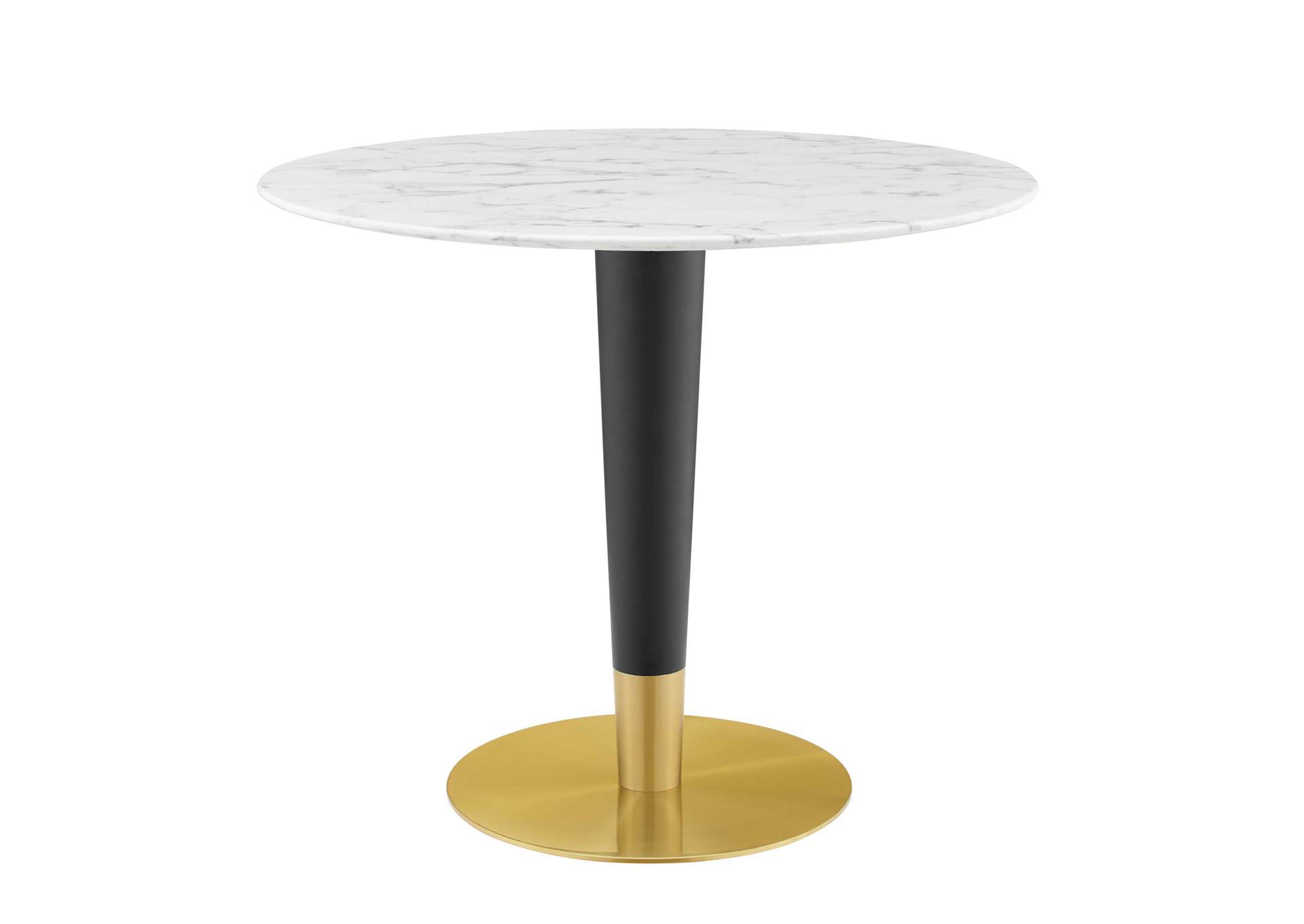 Gold White Zinque 36" Artificial Marble Dining Table,Modway