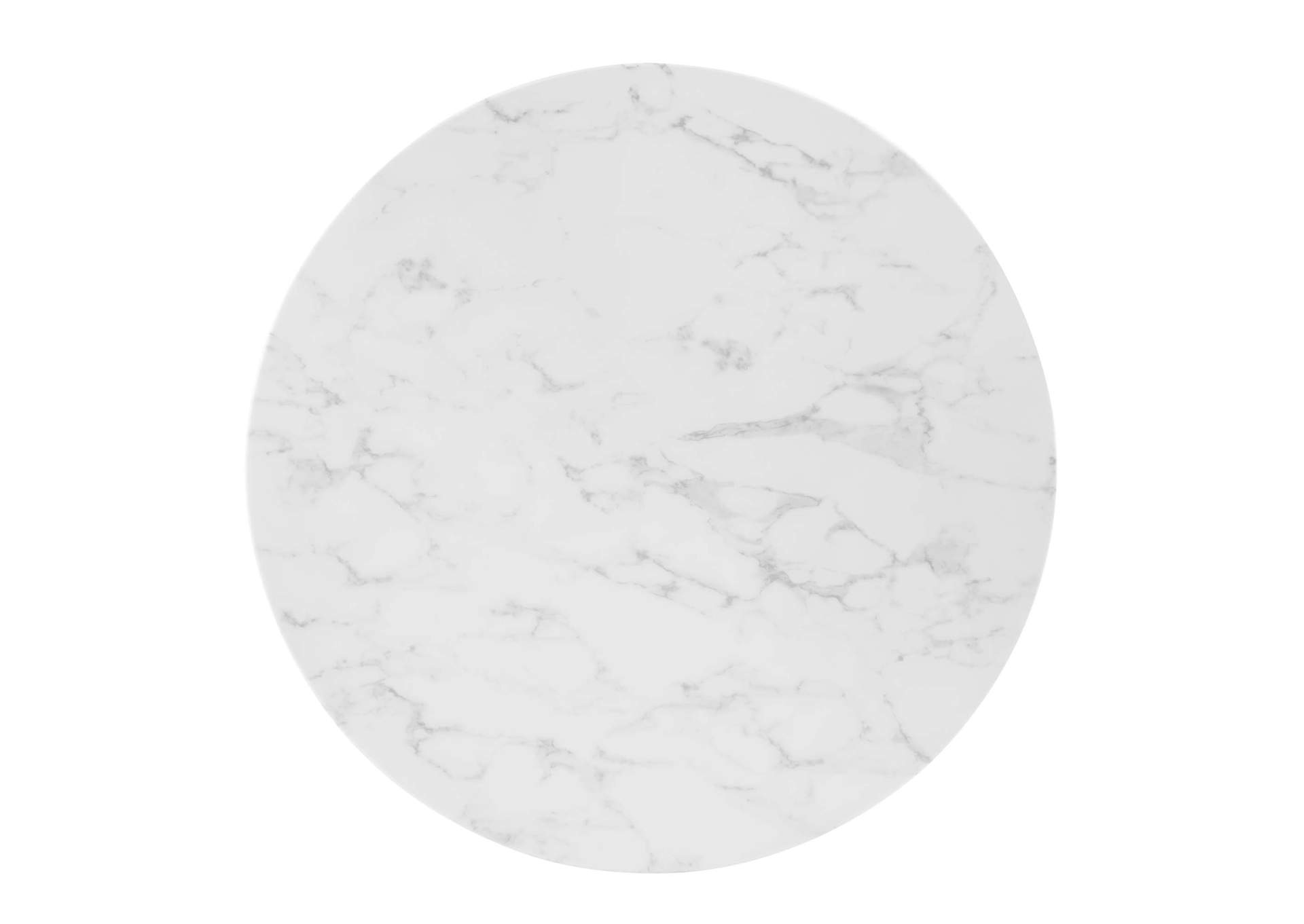 Gold White Zinque 36" Artificial Marble Dining Table,Modway