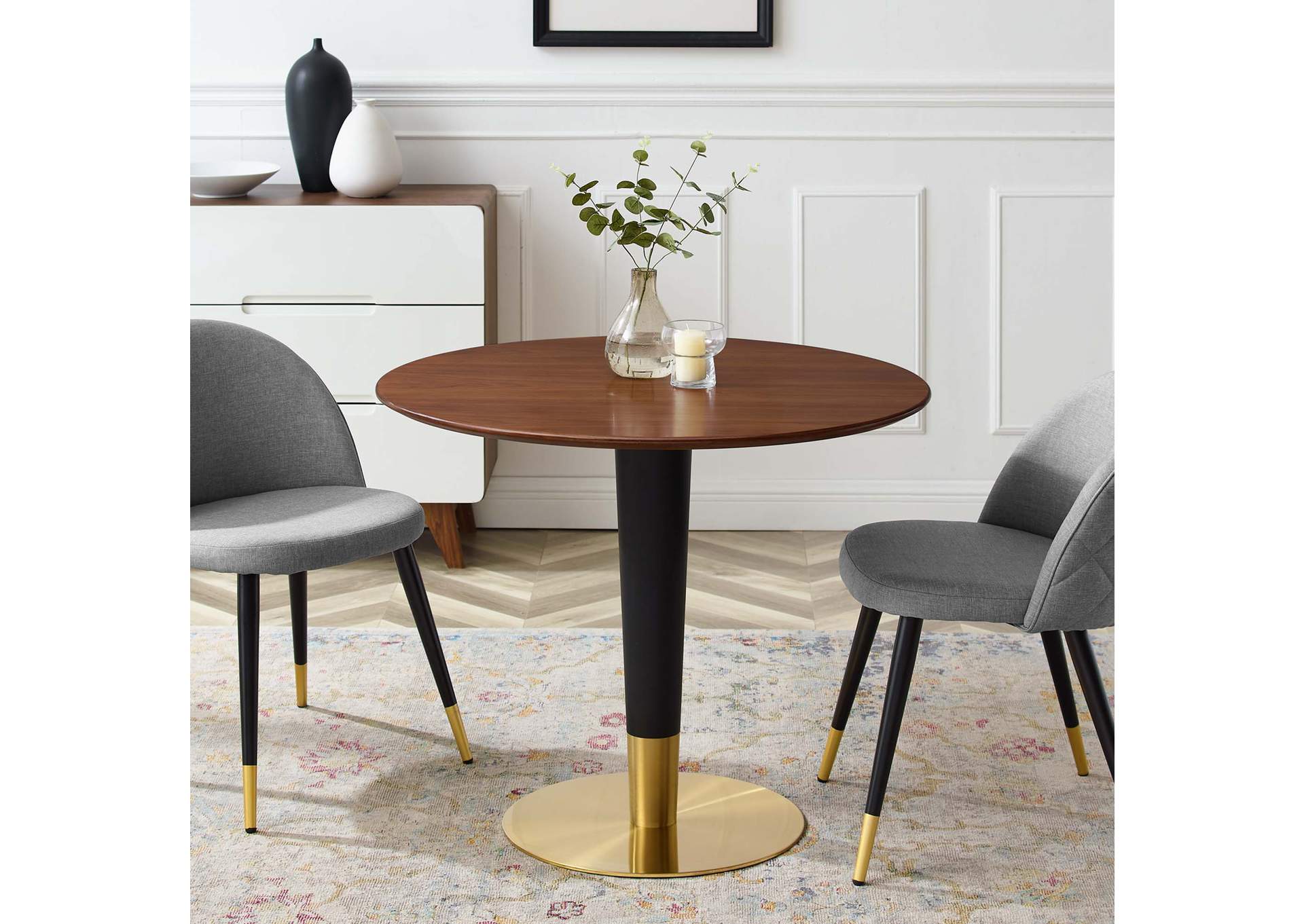 Gold Walnut Zinque 36" Dining Table,Modway