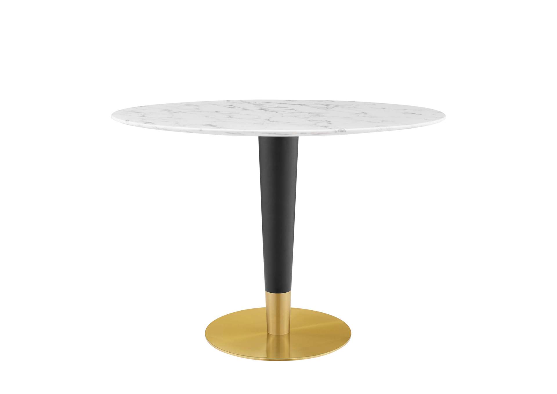 Gold White Zinque 42" Oval Artificial Marble Dining Table,Modway