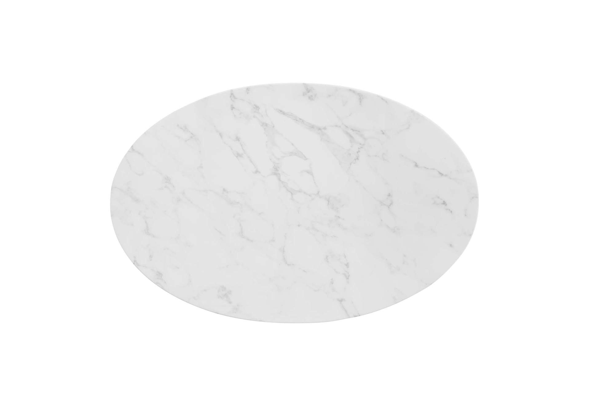 Gold White Zinque 42" Oval Artificial Marble Dining Table,Modway