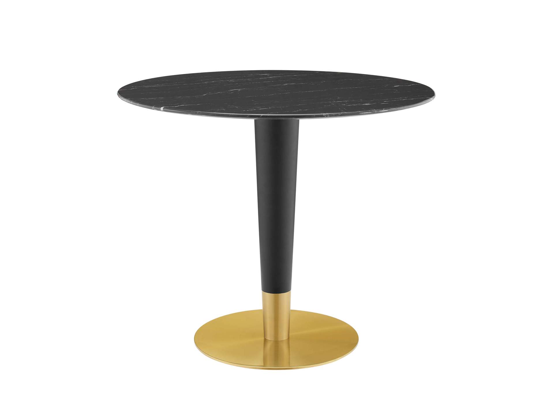 Gold Black Zinque 36" Artificial Marble Dining Table,Modway
