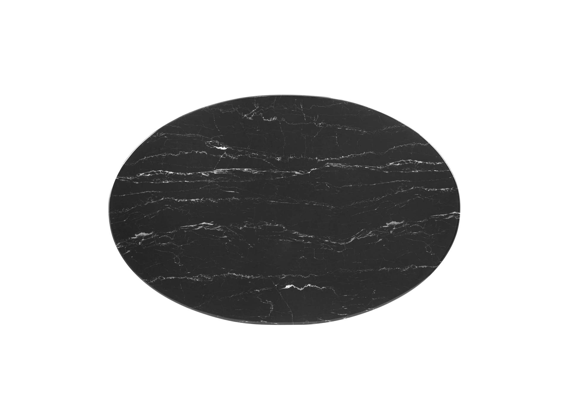 Gold Black Zinque 42" Oval Artificial Marble Dining Table,Modway