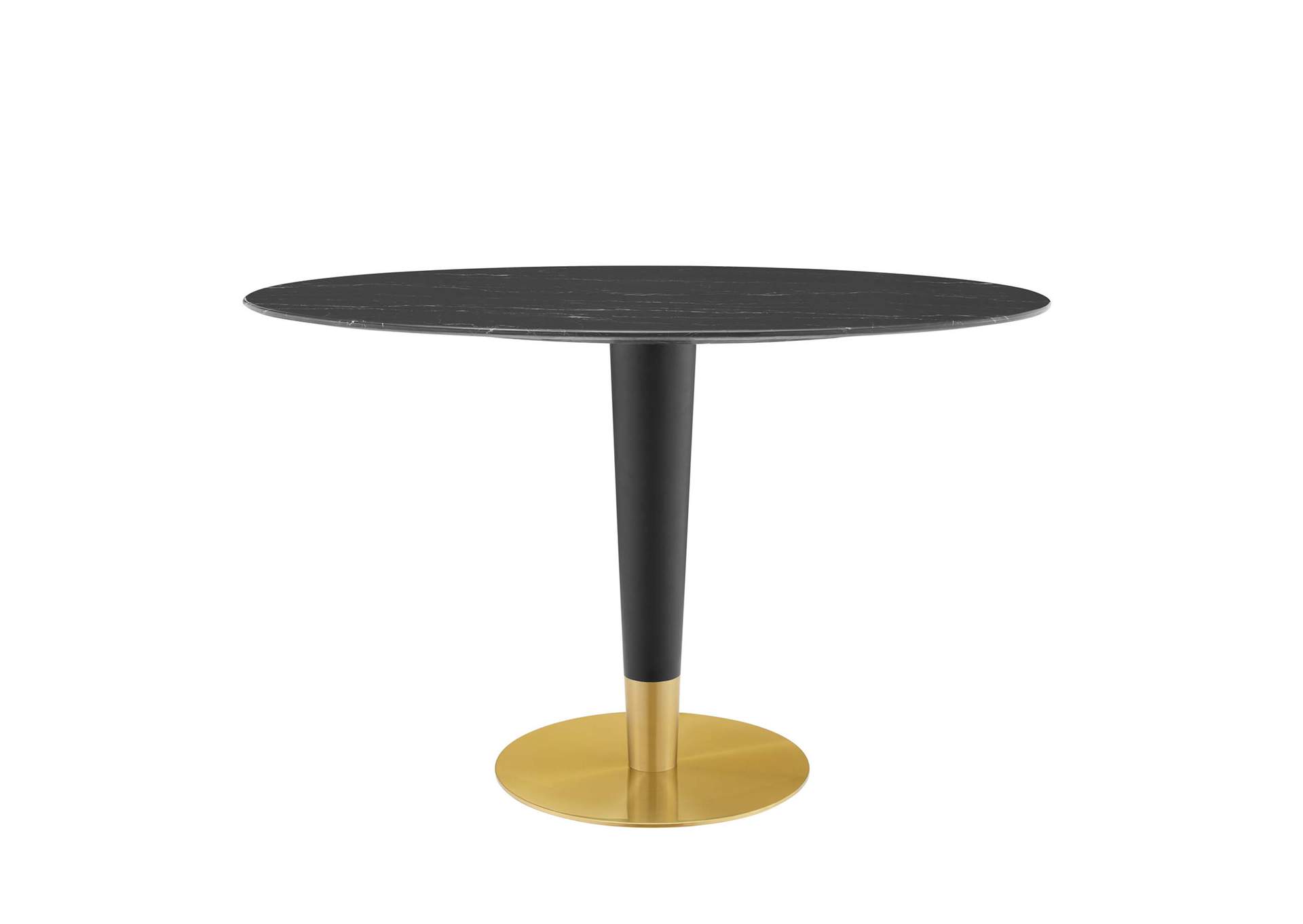 Gold Black Zinque 48" Oval Artificial Marble Dining Table,Modway