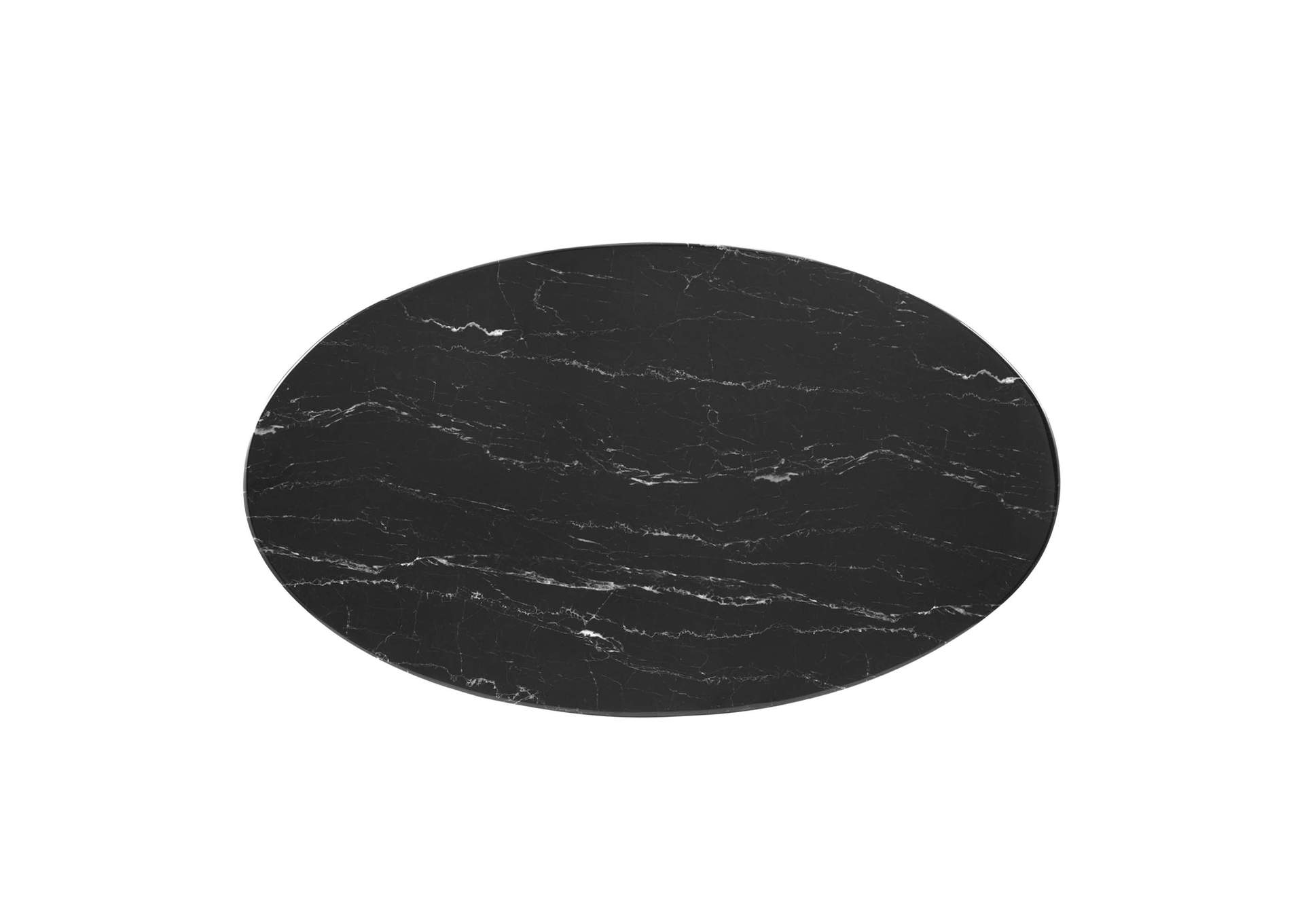 Gold Black Zinque 48" Oval Artificial Marble Dining Table,Modway