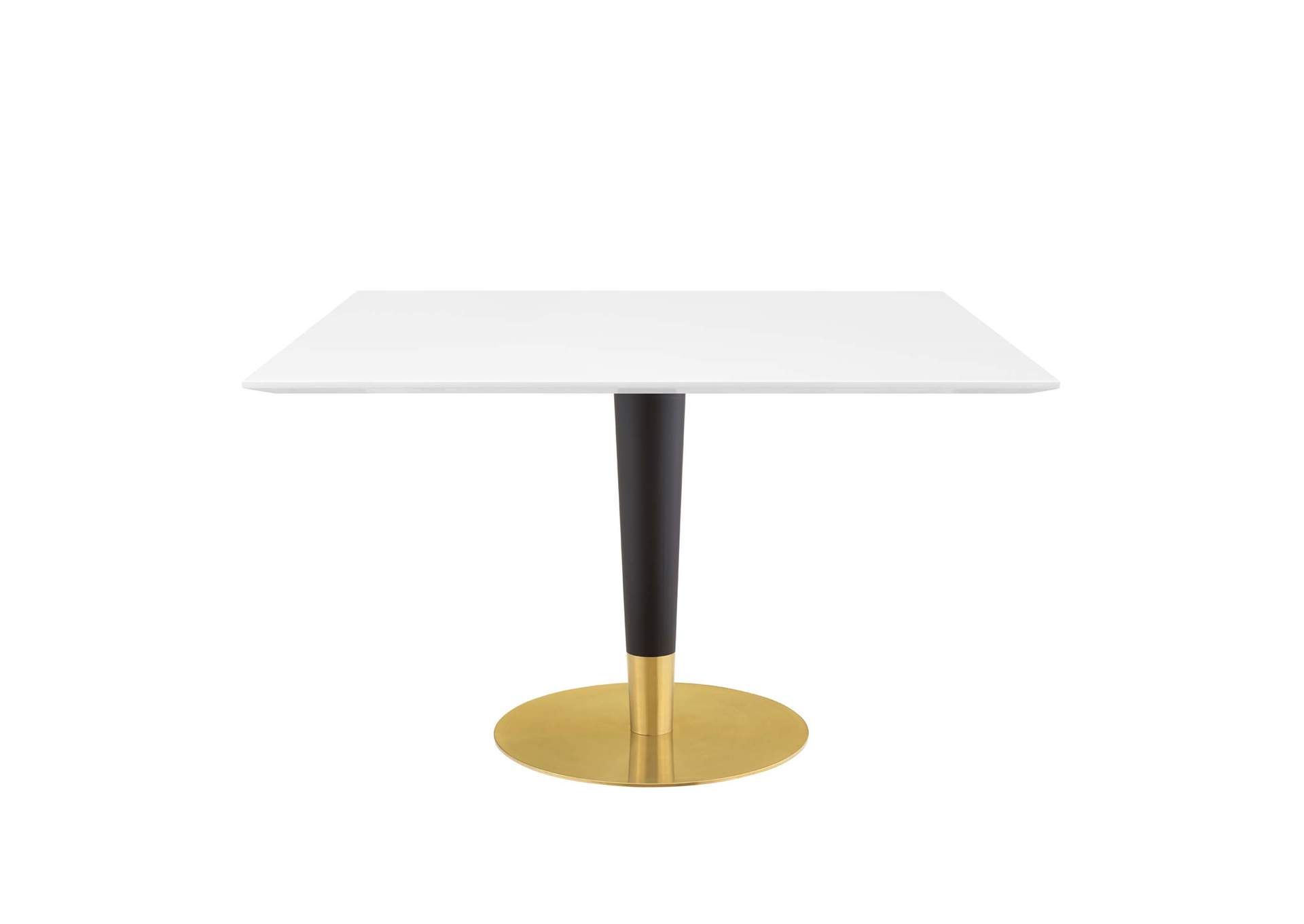 Gold White Zinque 47" Square Dining Table,Modway