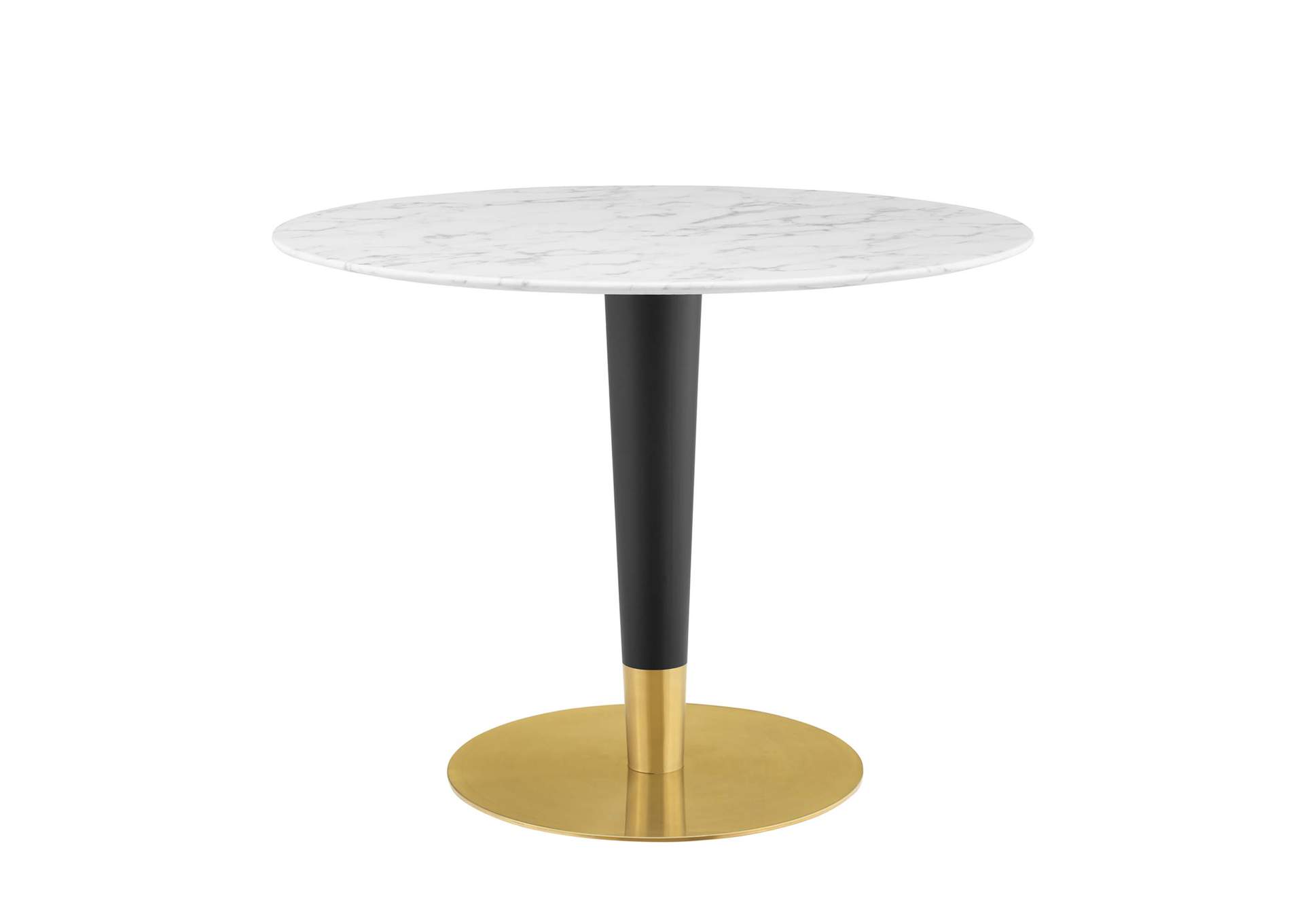 Gold White Zinque 40" Artificial Marble Dining Table,Modway