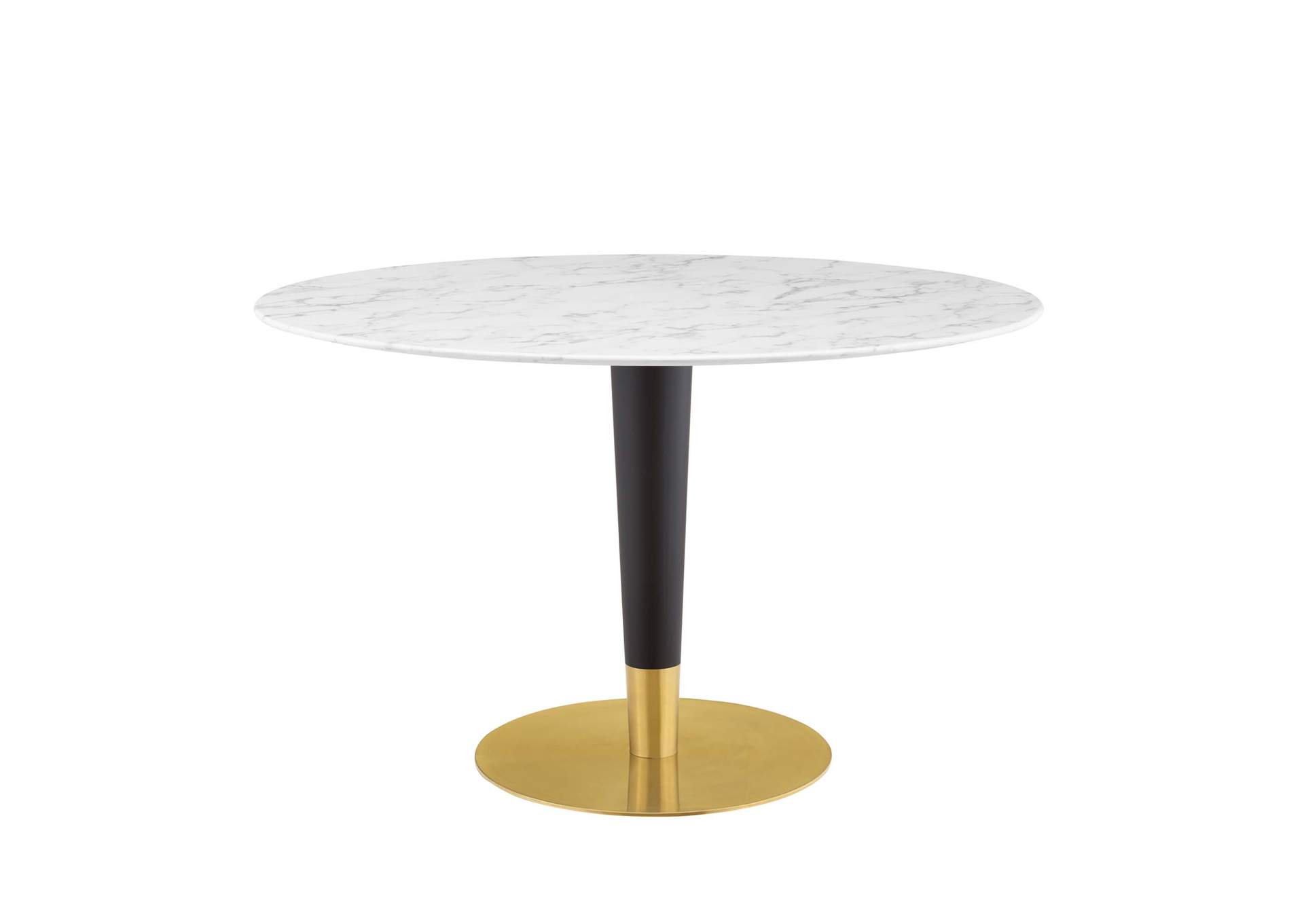 Gold White Zinque 47" Artificial Marble Dining Table,Modway