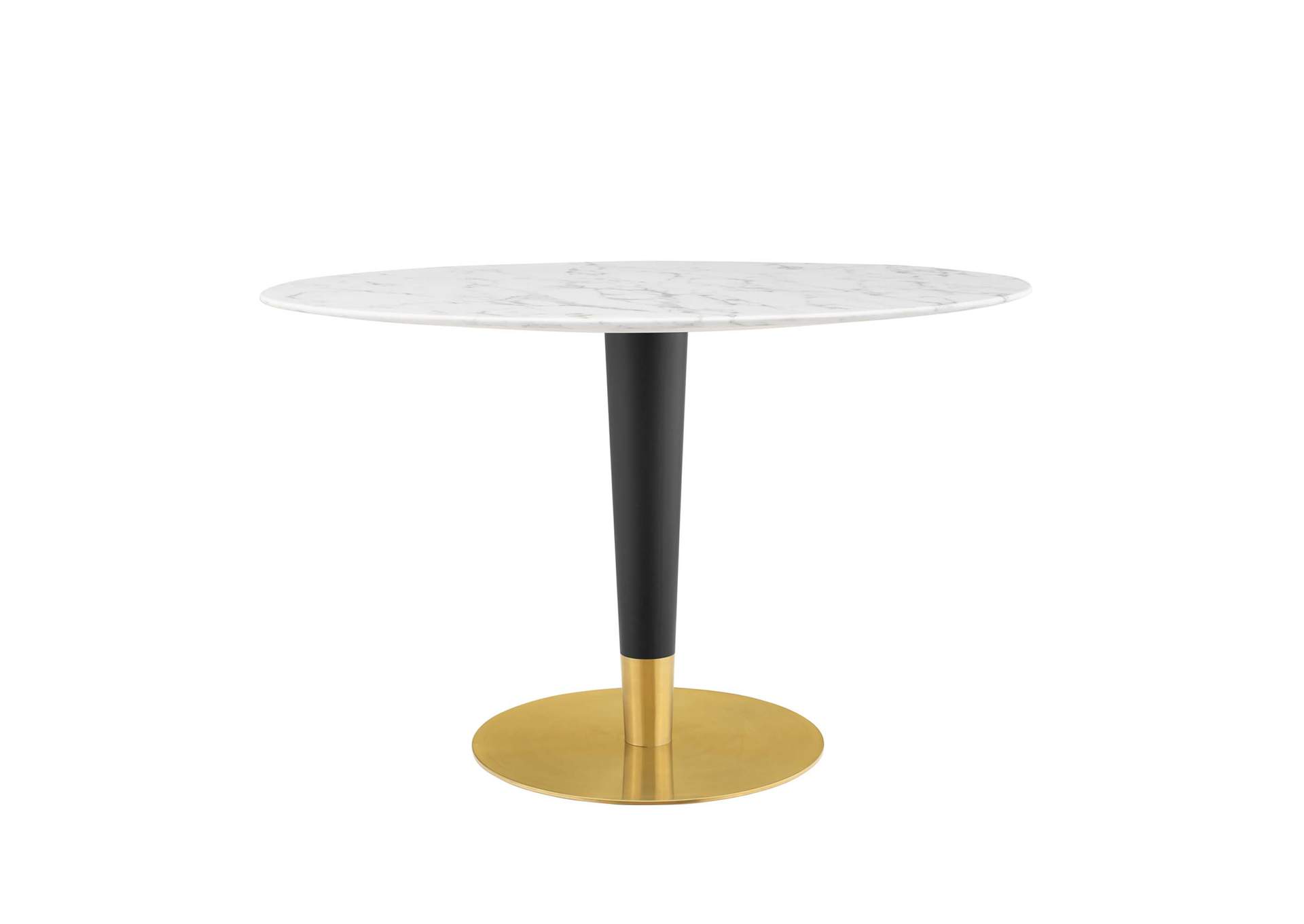 Gold White Zinque 48" Oval Artificial Marble Dining Table,Modway