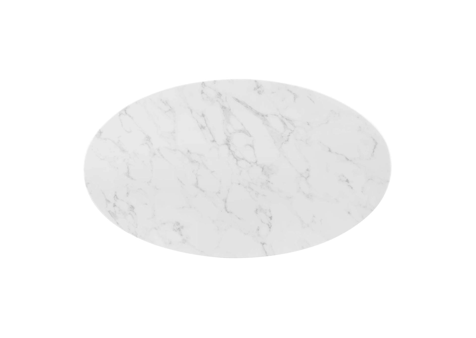 Gold White Zinque 48" Oval Artificial Marble Dining Table,Modway