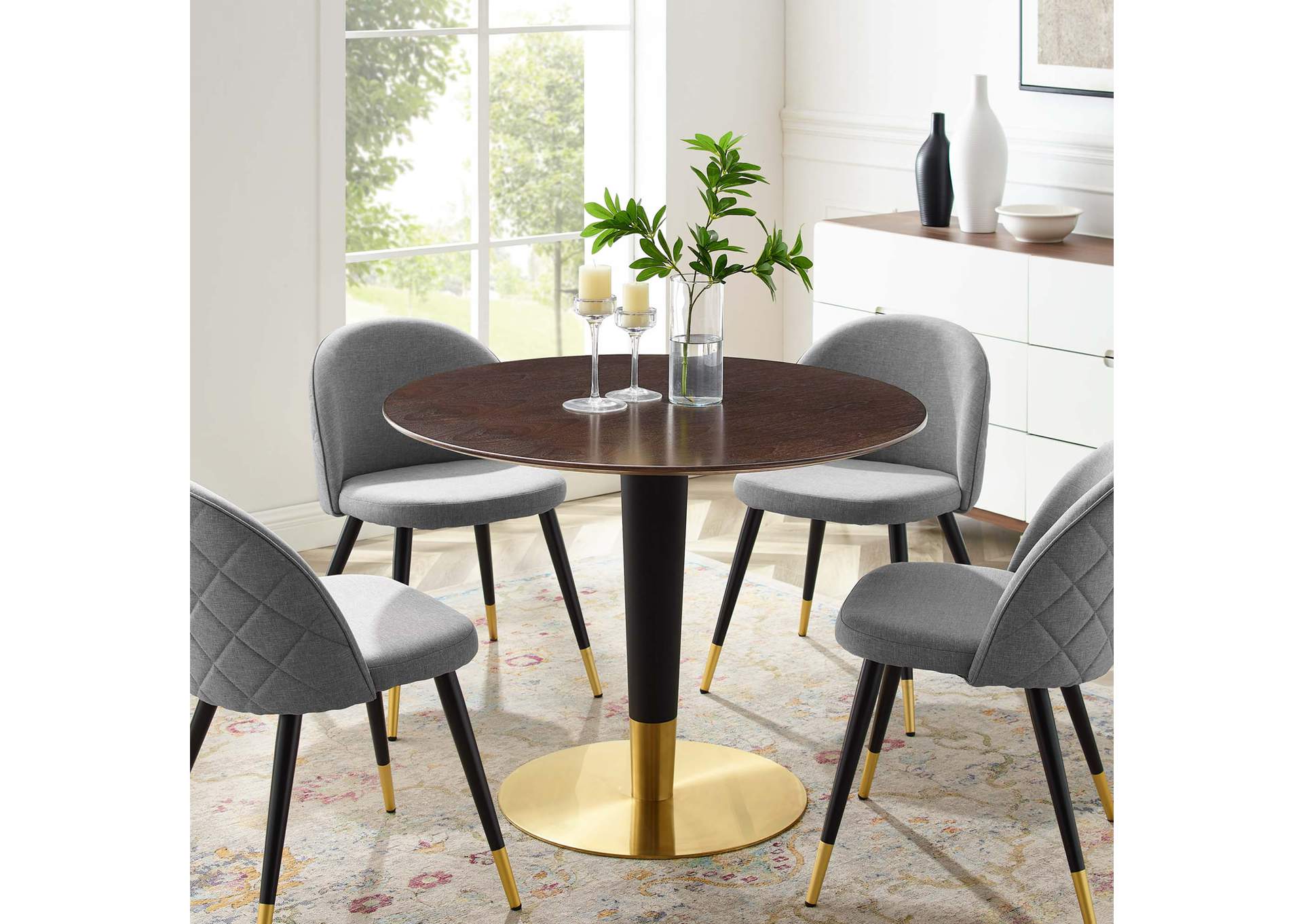 Gold Cherry Walnut Zinque 40" Dining Table,Modway