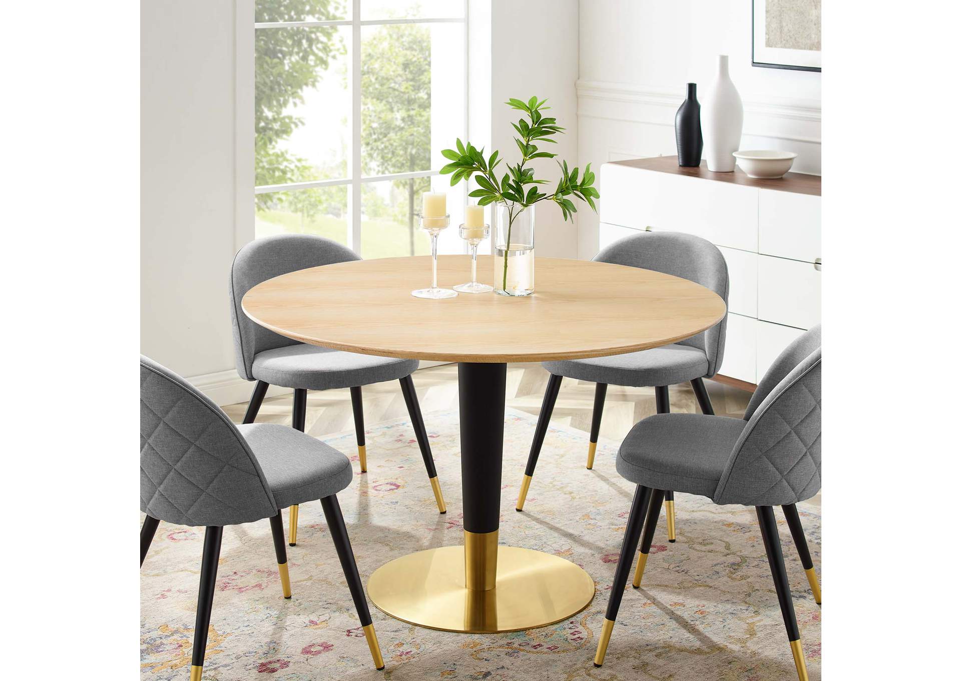 Gold Natural Zinque 47" Dining Table,Modway