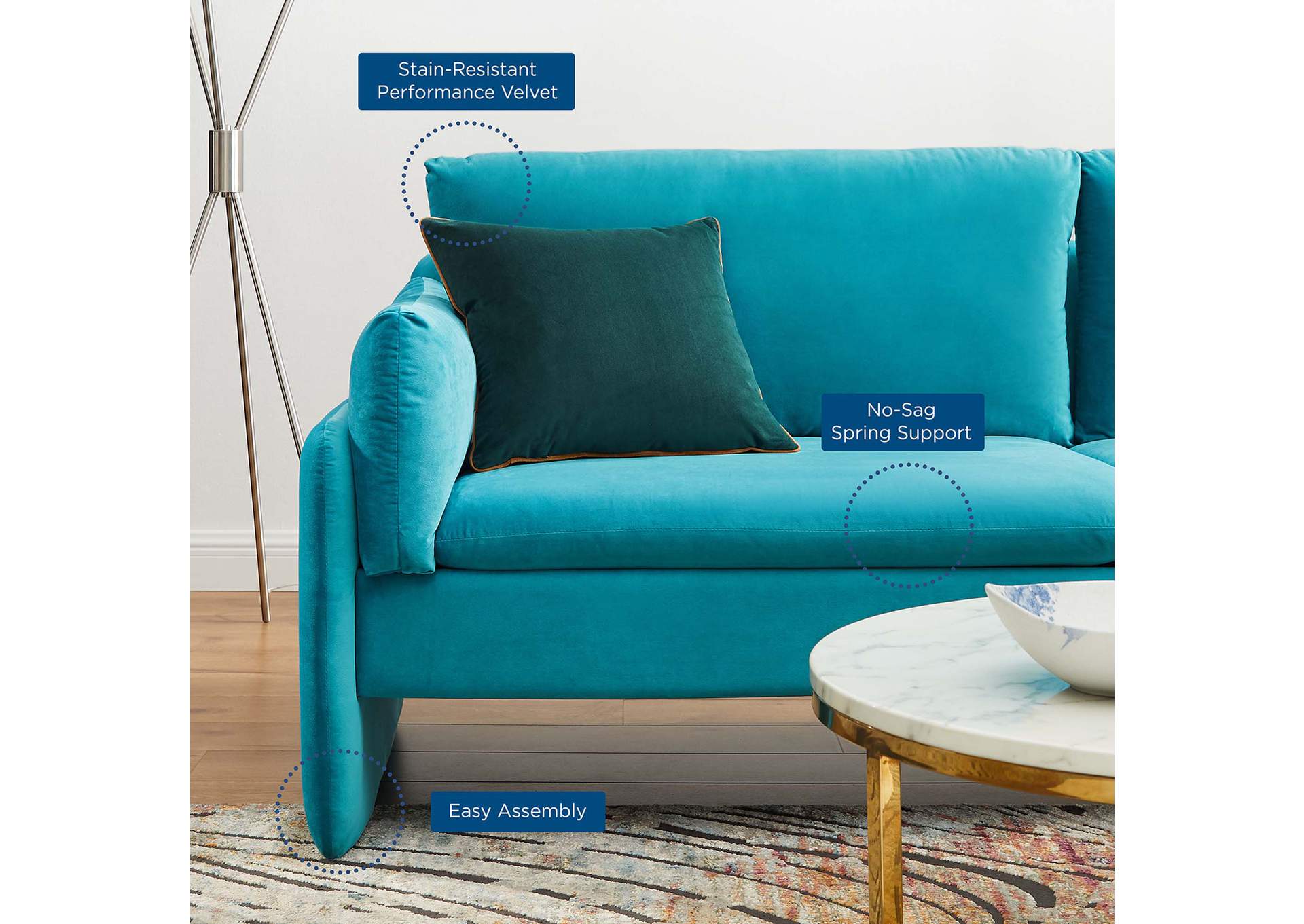 Indicate Performance Velvet Sofa,Modway