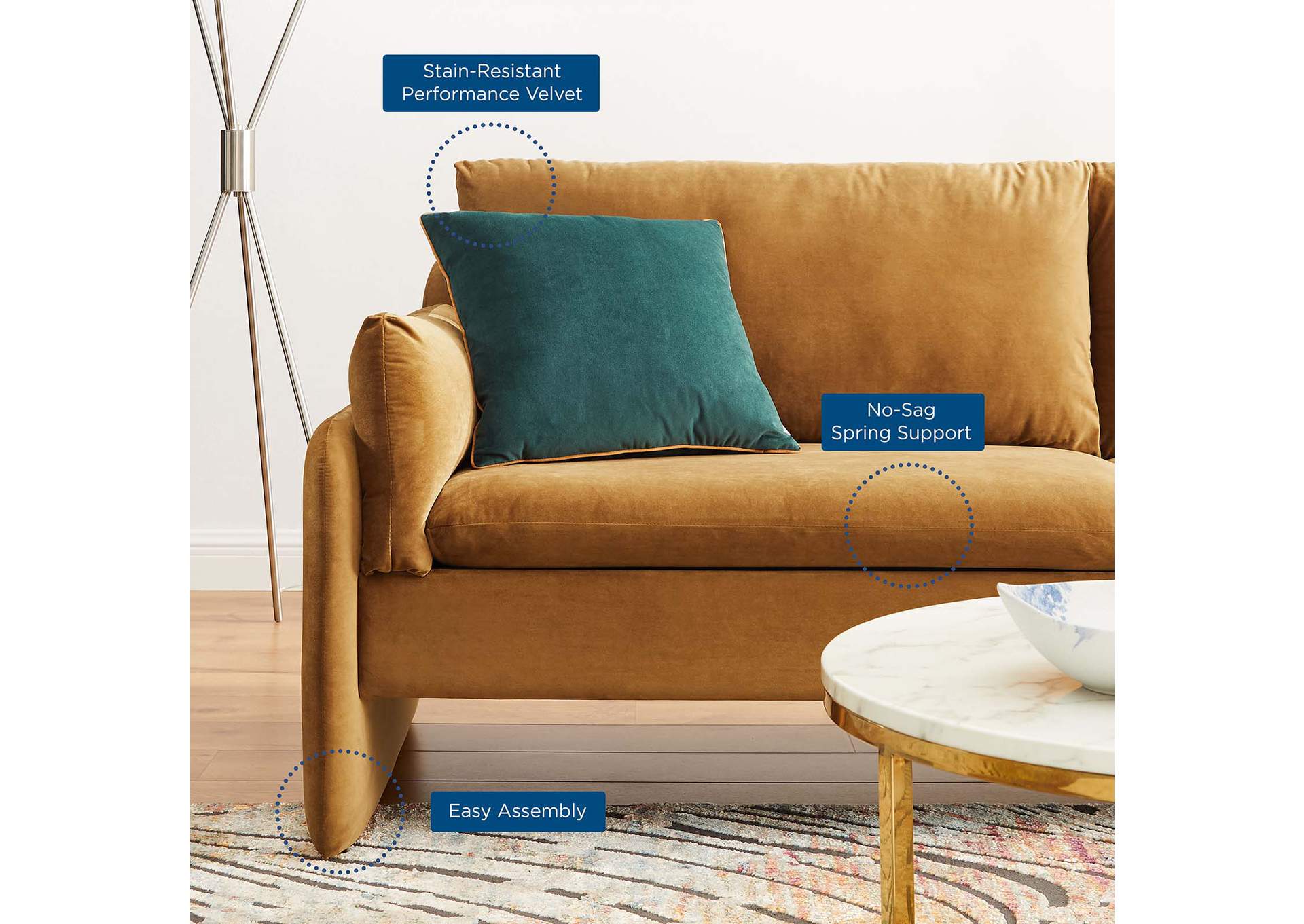 Indicate Performance Velvet Sofa,Modway