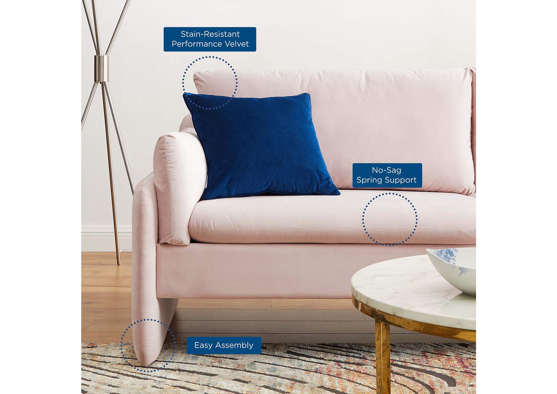 Indicate Performance Velvet Sofa,Modway