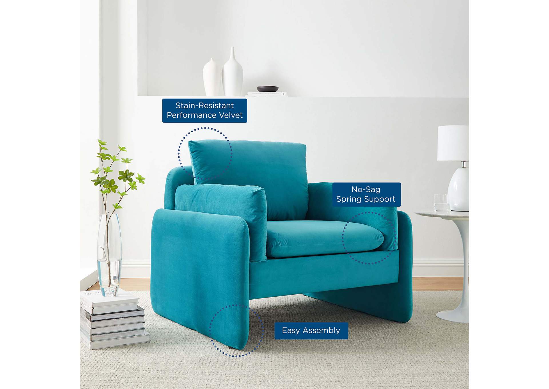 Indicate Performance Velvet Armchair,Modway