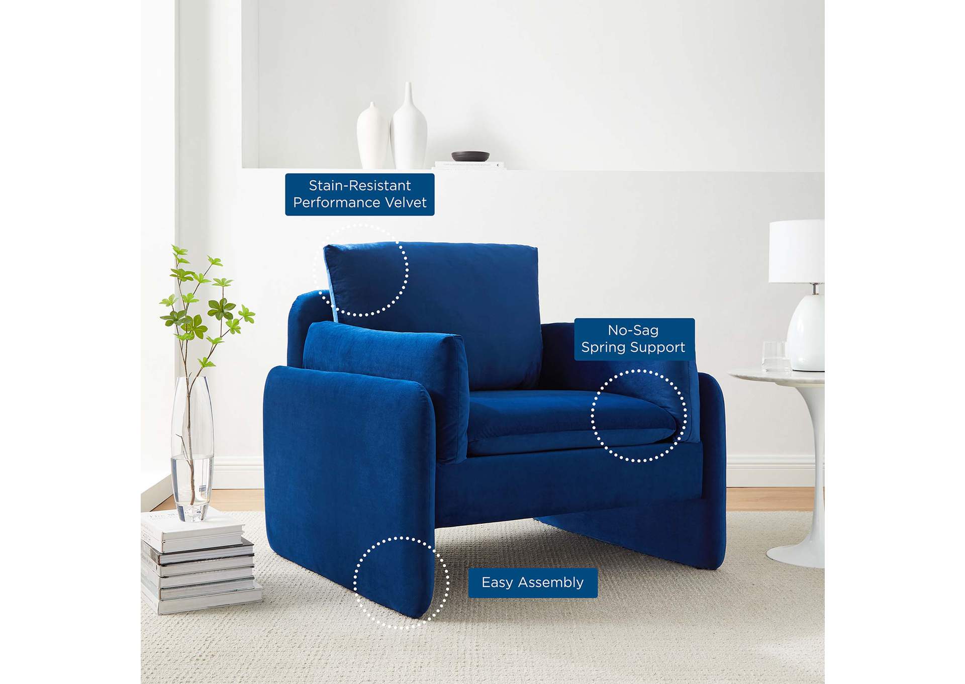 Indicate Performance Velvet Armchair,Modway
