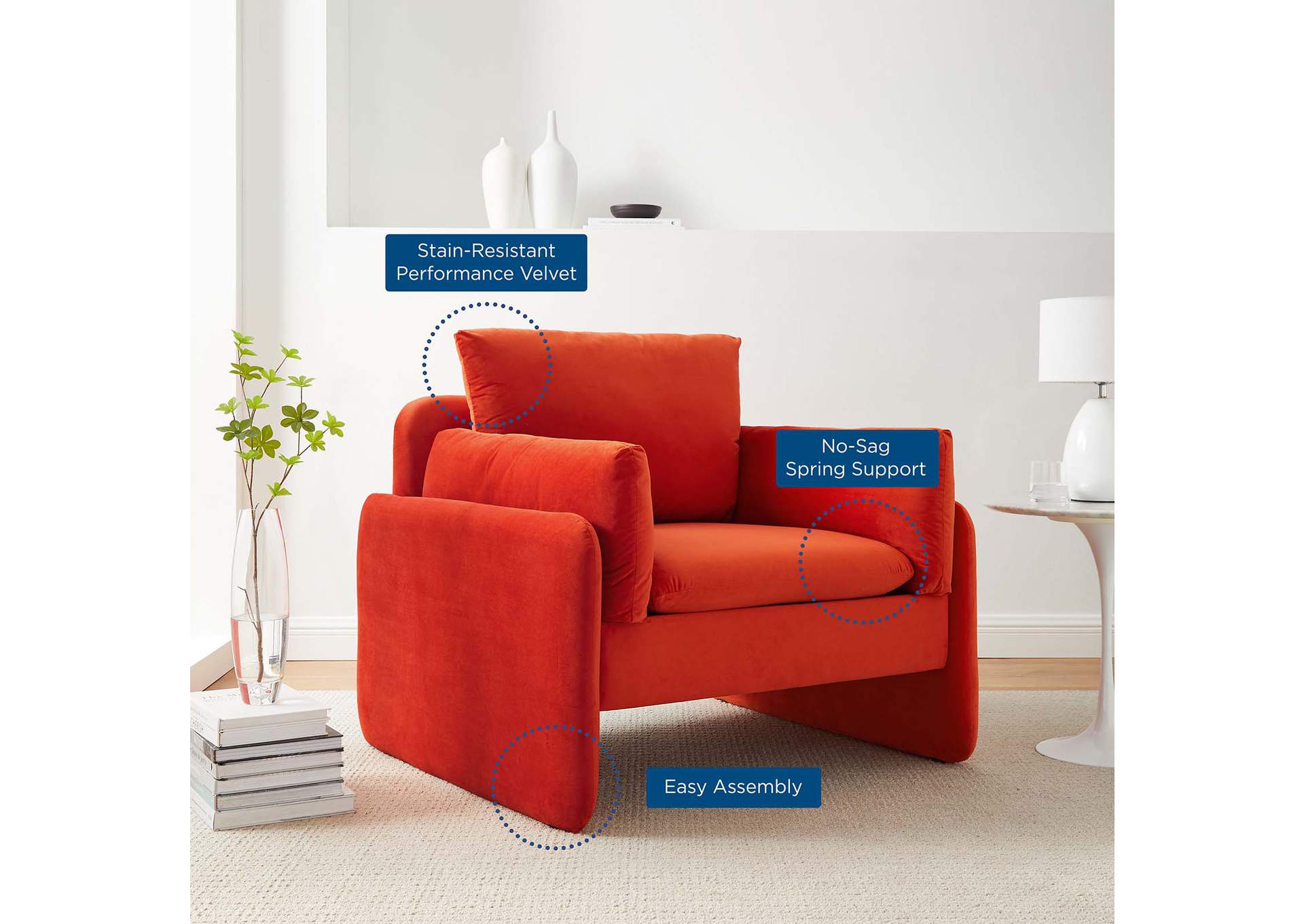 Indicate Performance Velvet Armchair,Modway