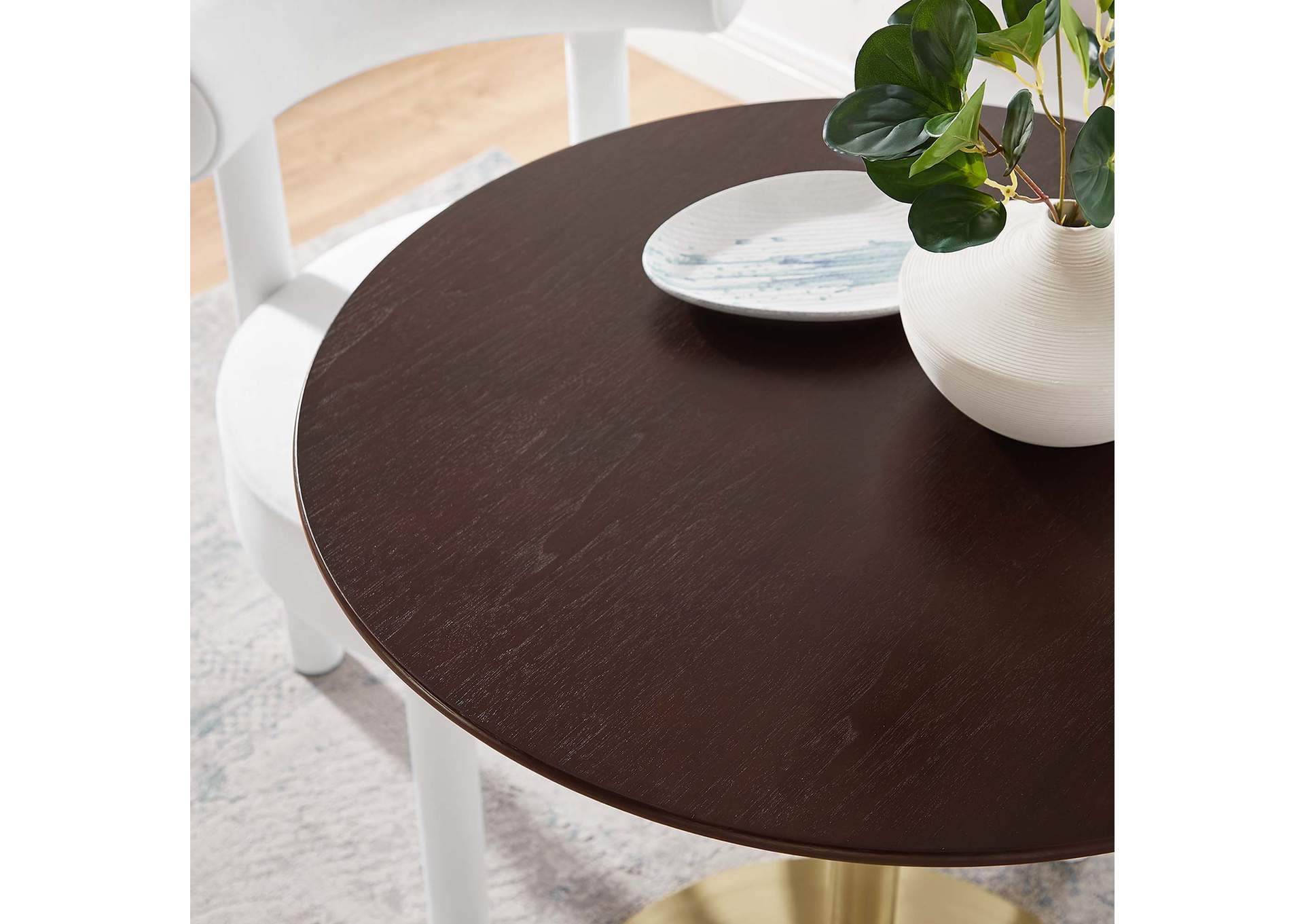 Gold Cherry Walnut Lippa 28" Wood Dining Table,Modway