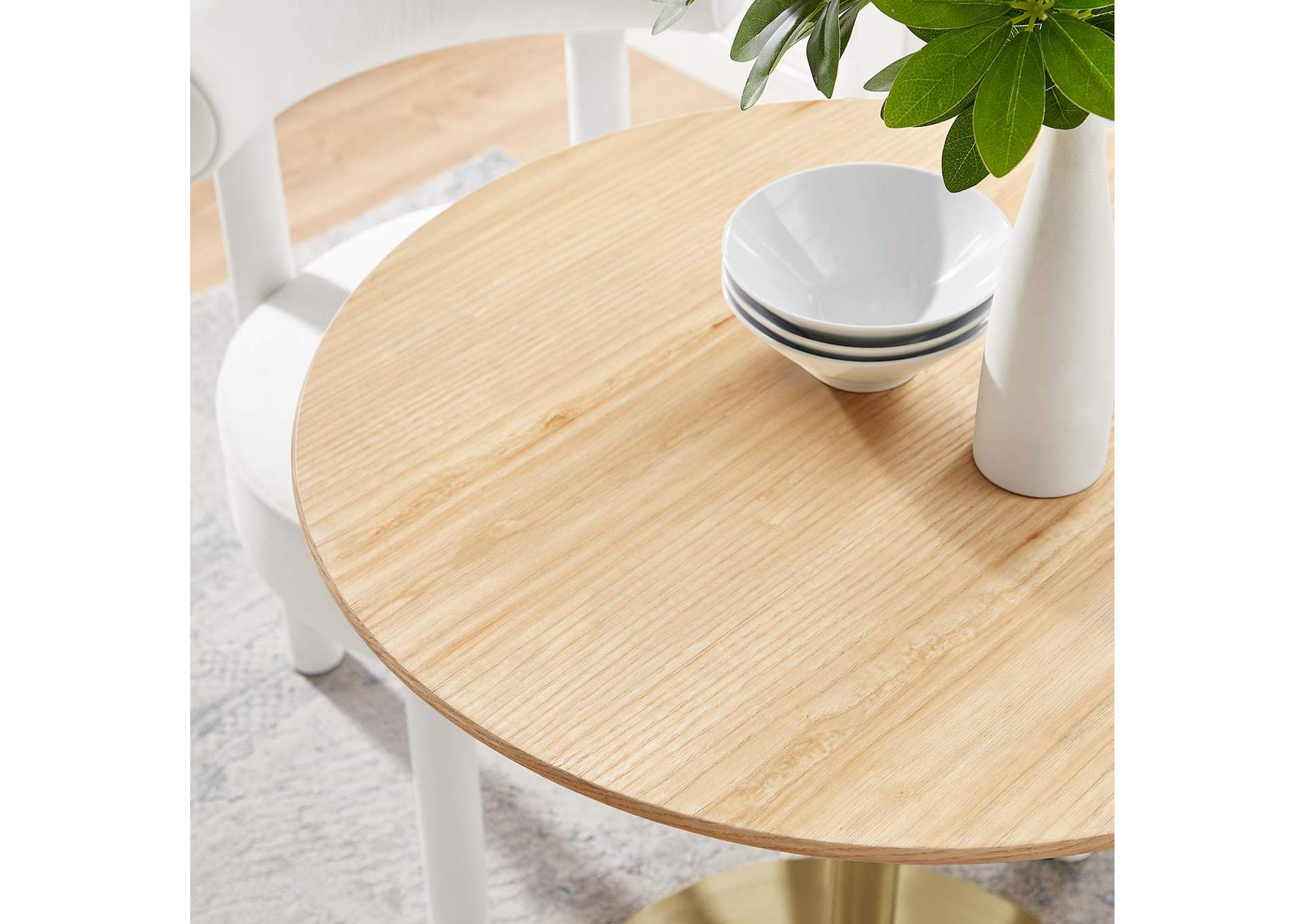 Gold Natural Lippa 28" Wood Dining Table,Modway