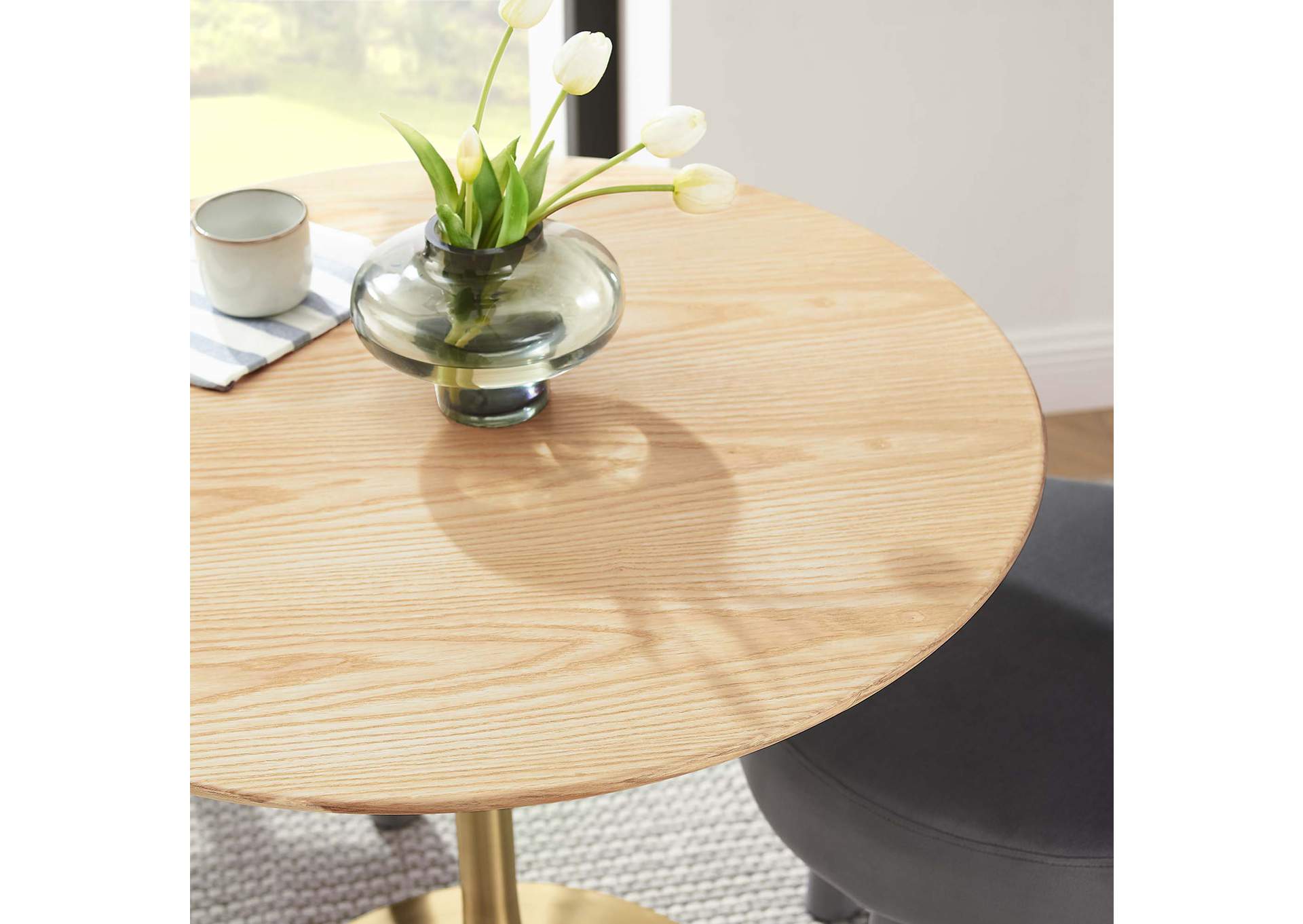 Gold Natural Lippa 36" Wood Dining Table,Modway