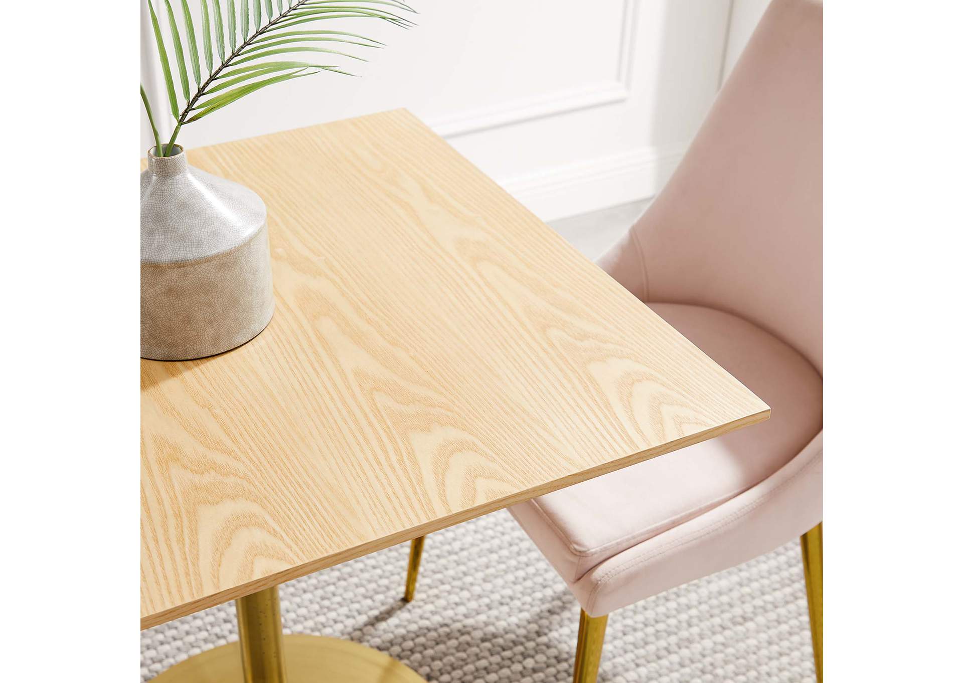 Gold Natural Lippa 28" Square Wood Dining Table,Modway