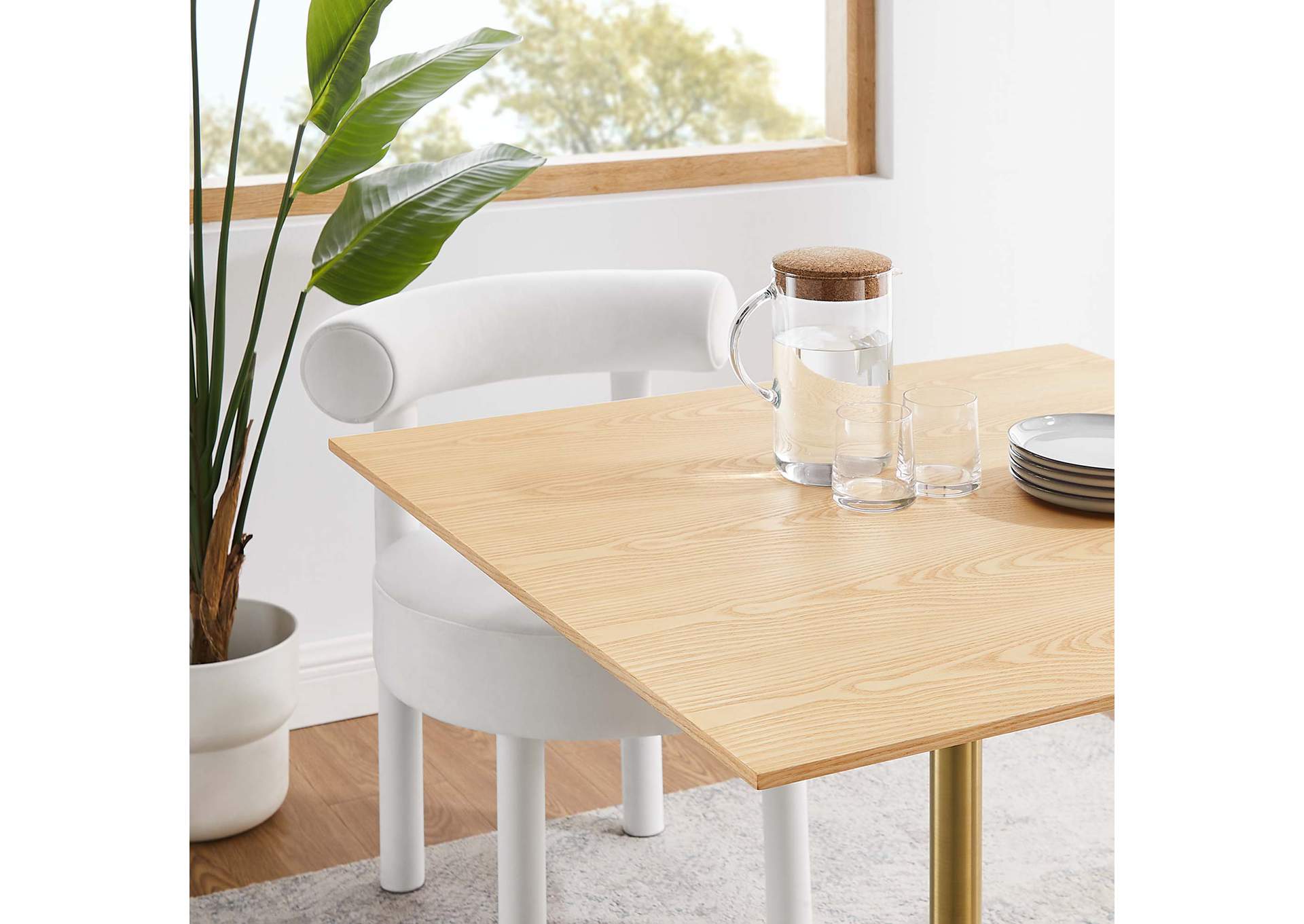 Gold Natural Lippa 36" Square Wood Dining Table,Modway