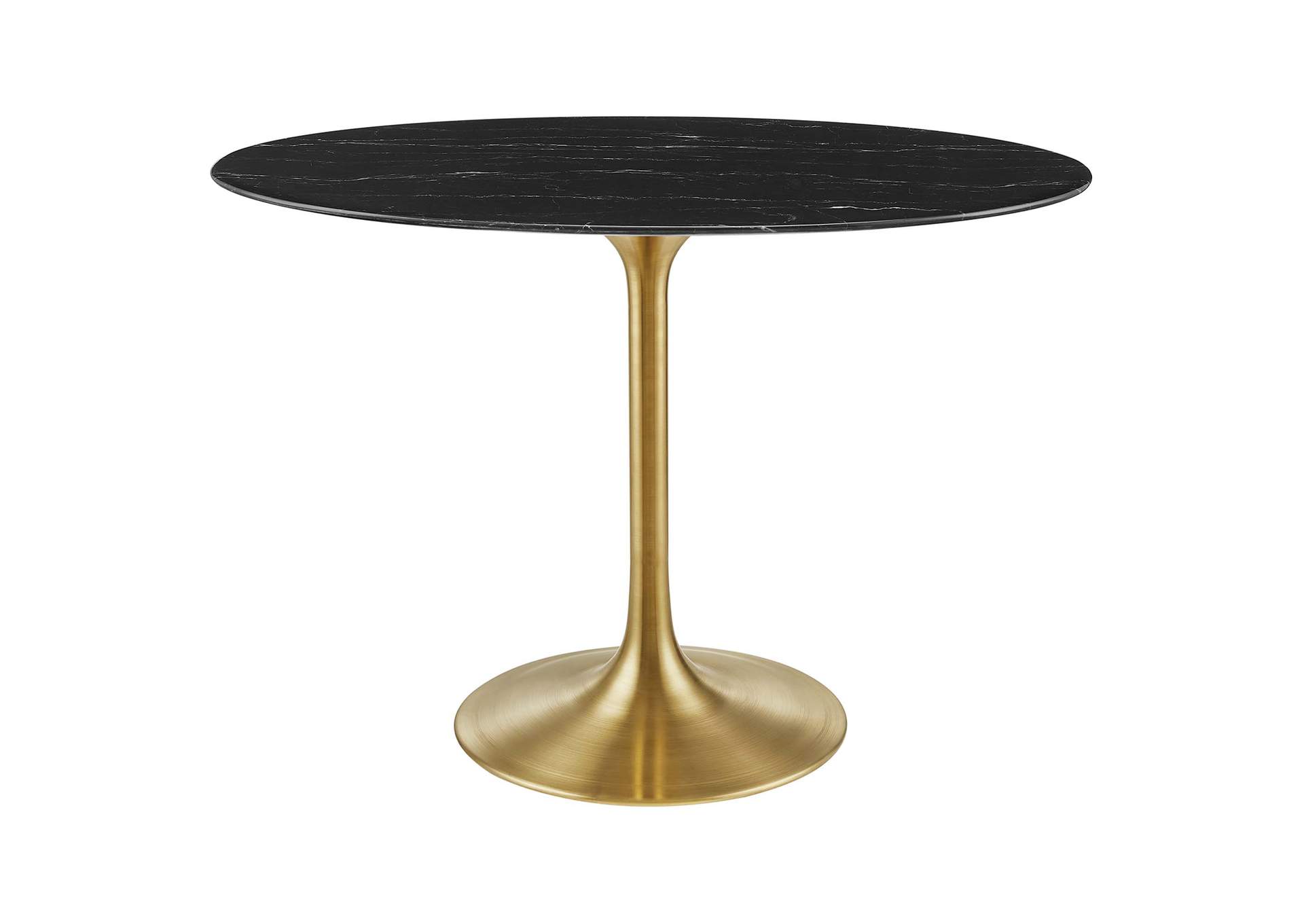 Gold Black Lippa 42"  Oval Artificial Marble Dining Table,Modway