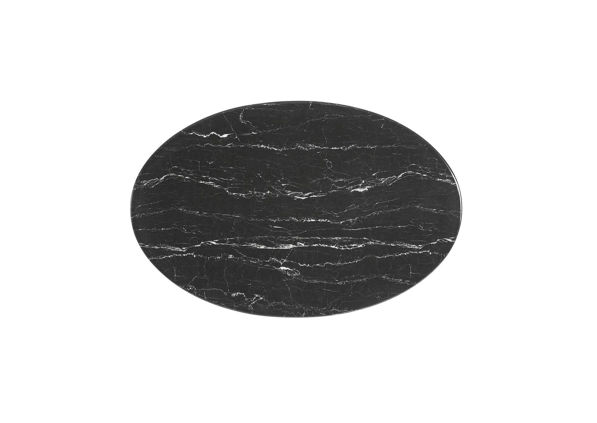 Gold Black Lippa 42"  Oval Artificial Marble Dining Table,Modway