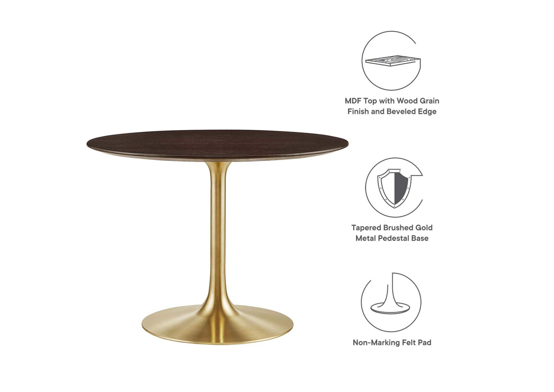 Gold Cherry Walnut Lippa 40" Wood Dining Table,Modway