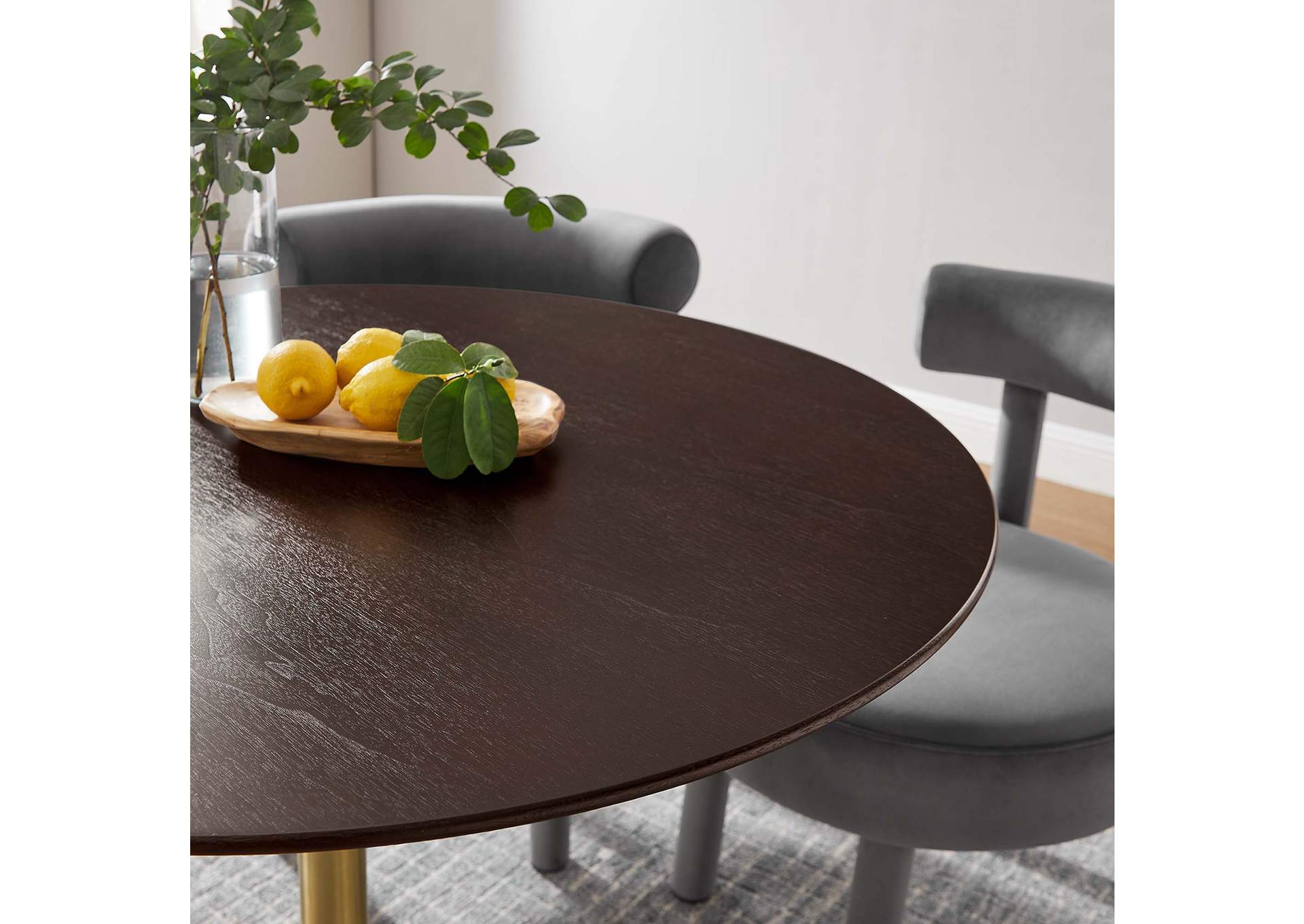 Gold Cherry Walnut Lippa 40" Wood Dining Table,Modway