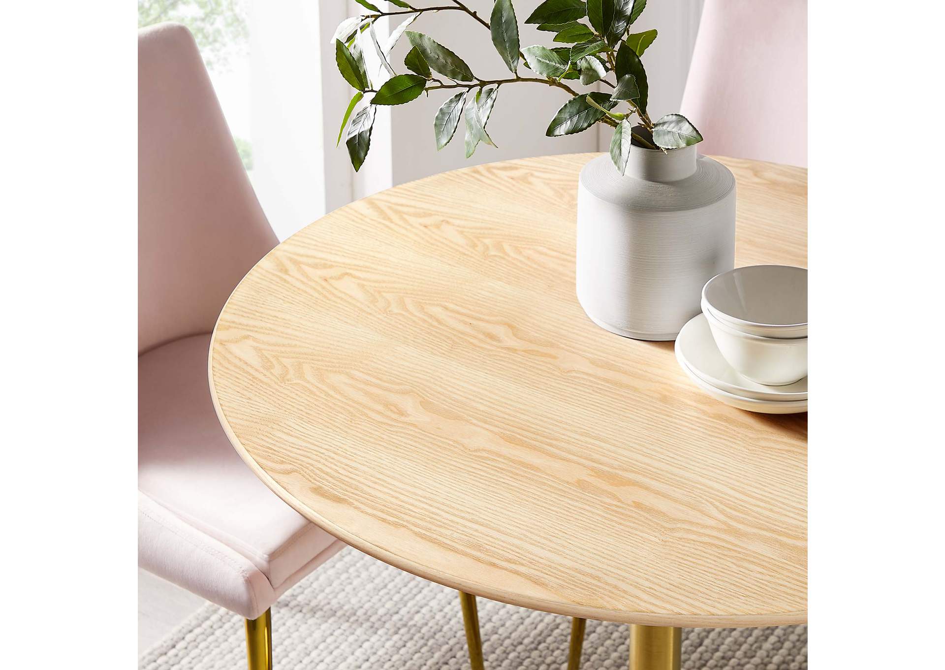 Gold Natural Lippa 40" Wood Dining Table,Modway