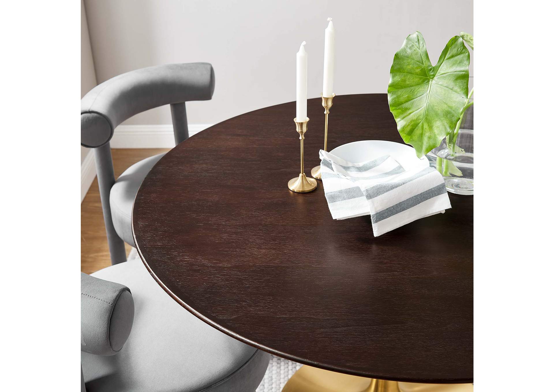 Gold Cherry Walnut Lippa 47" Wood Dining Table,Modway