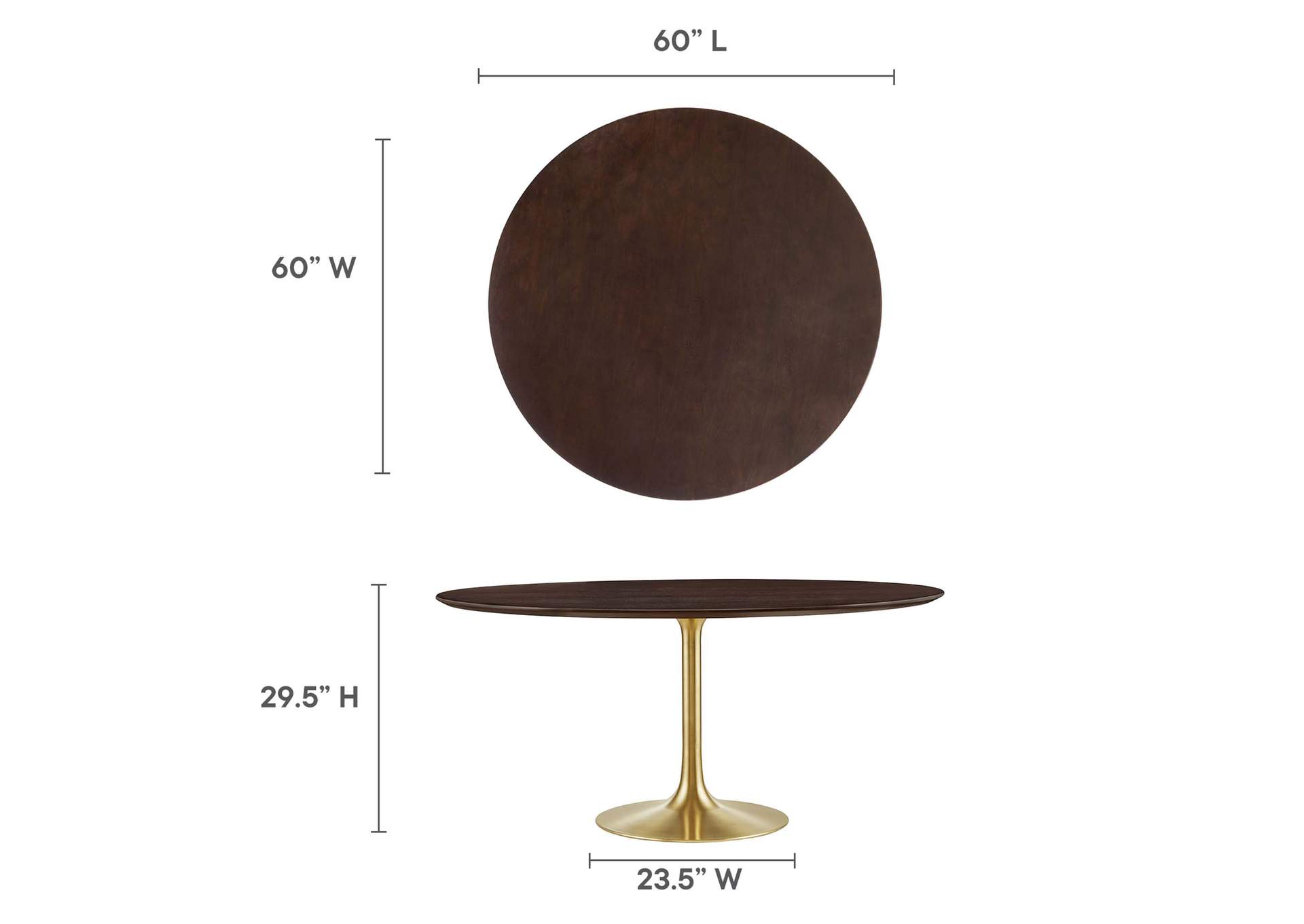 Gold Cherry Walnut Lippa 60" Wood Dining Table,Modway