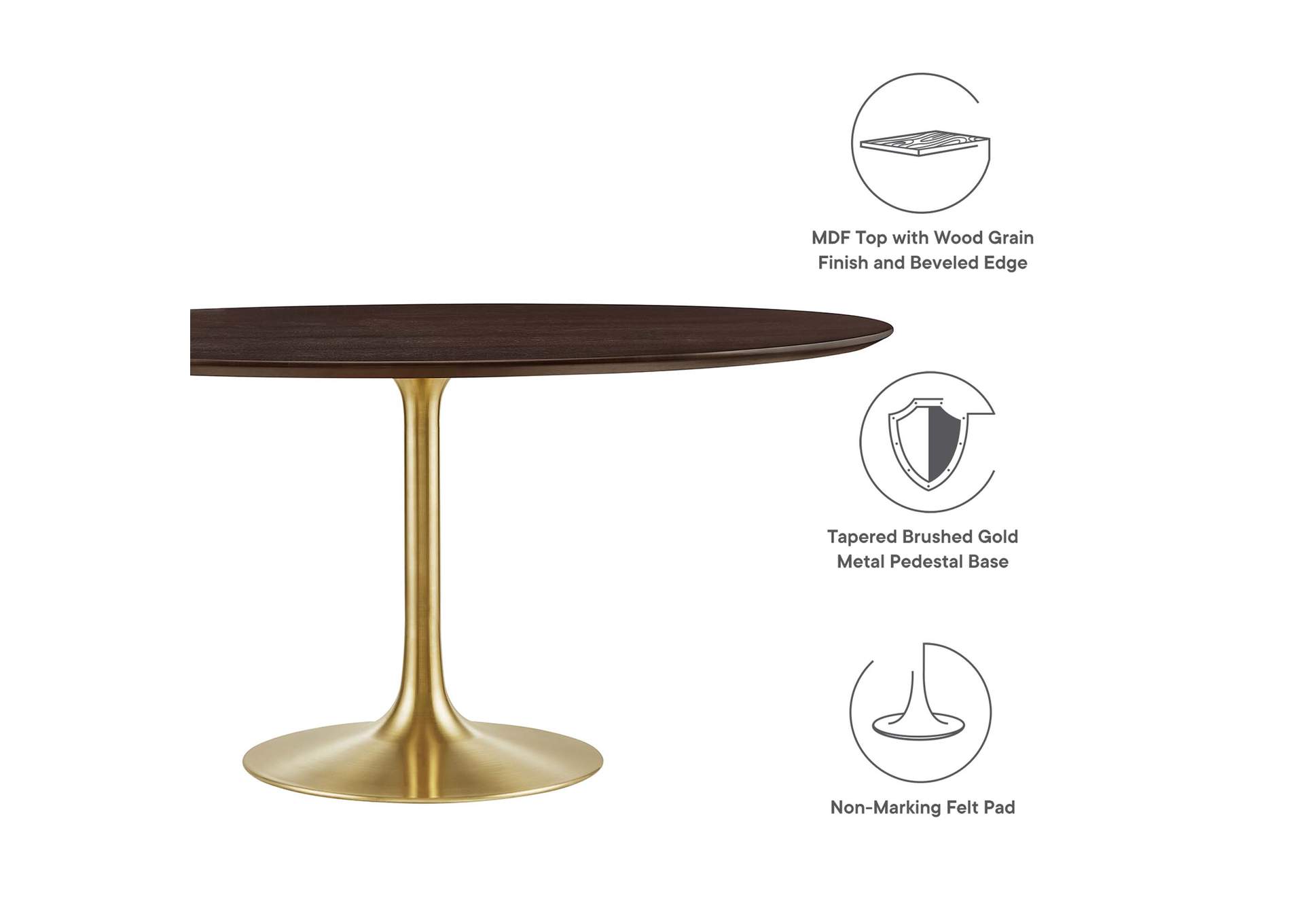 Gold Cherry Walnut Lippa 60" Wood Dining Table,Modway