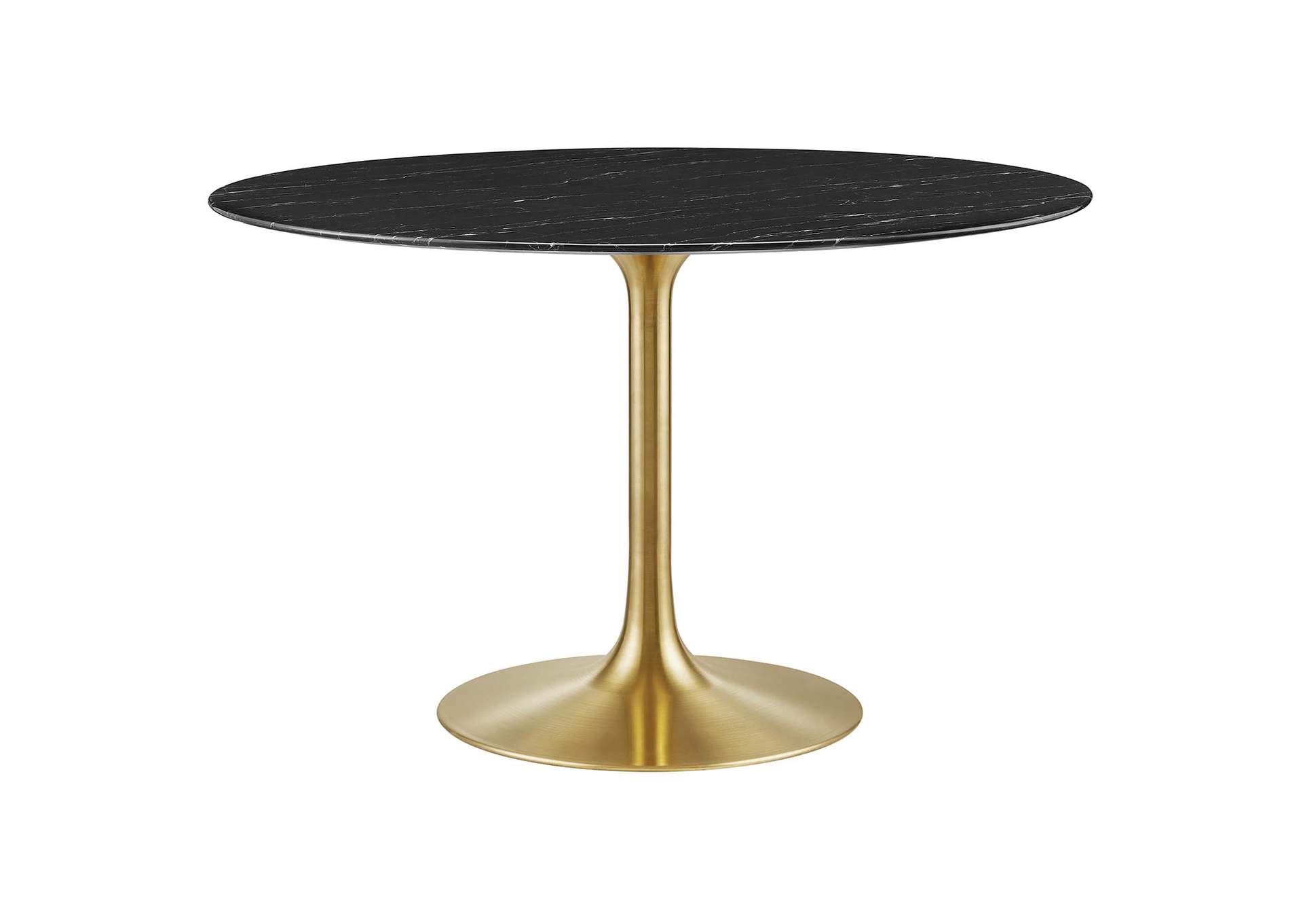 Gold Black Lippa 47" Artificial Marble Dining Table,Modway
