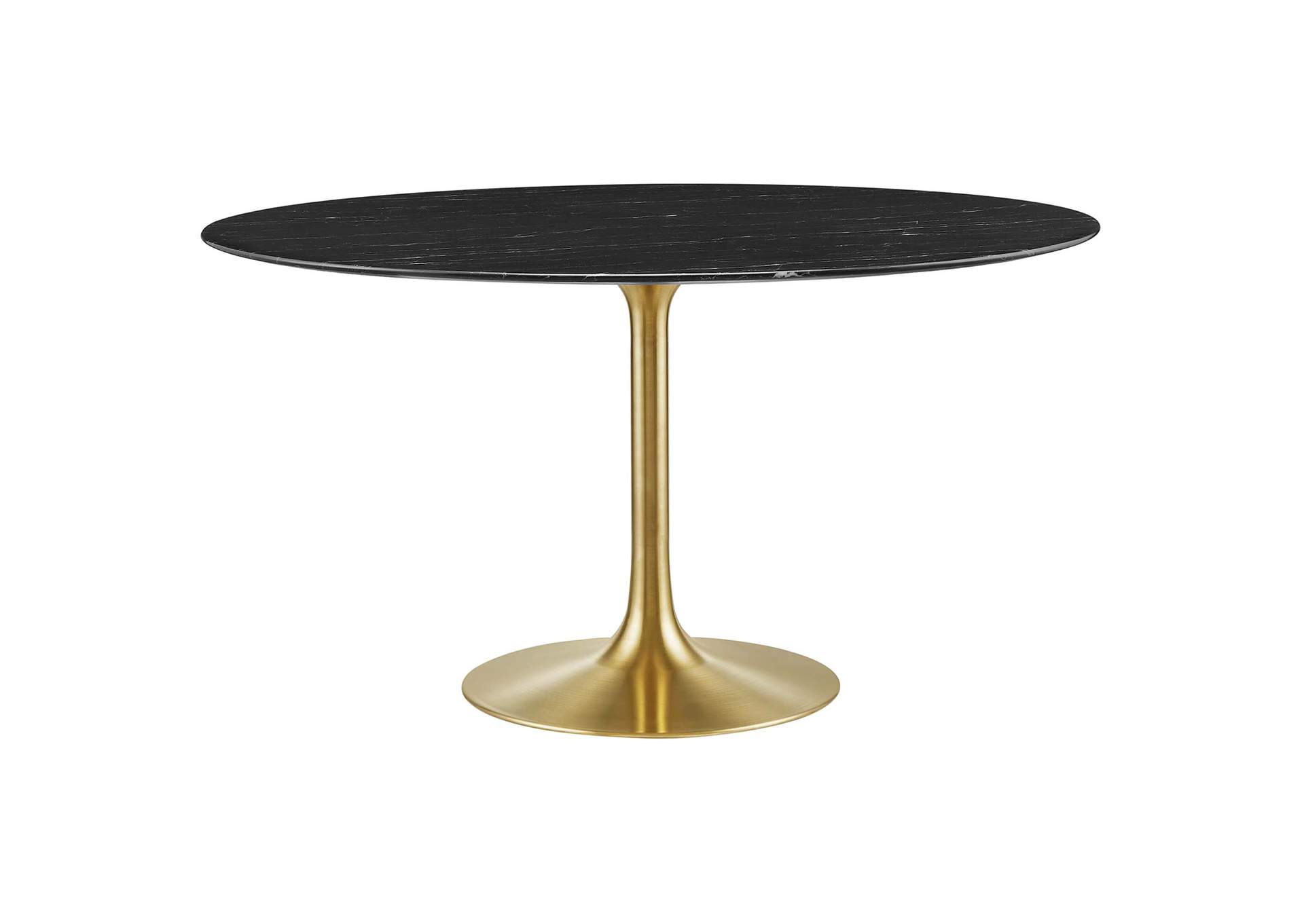 Gold Black Lippa 54" Artificial Marble Dining Table,Modway
