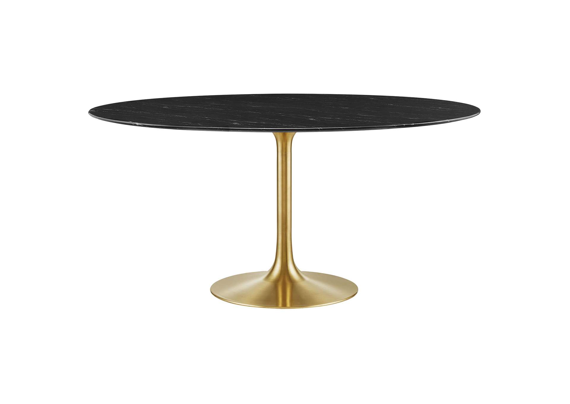 Gold Black Lippa 60" Artificial Marble Dining Table,Modway