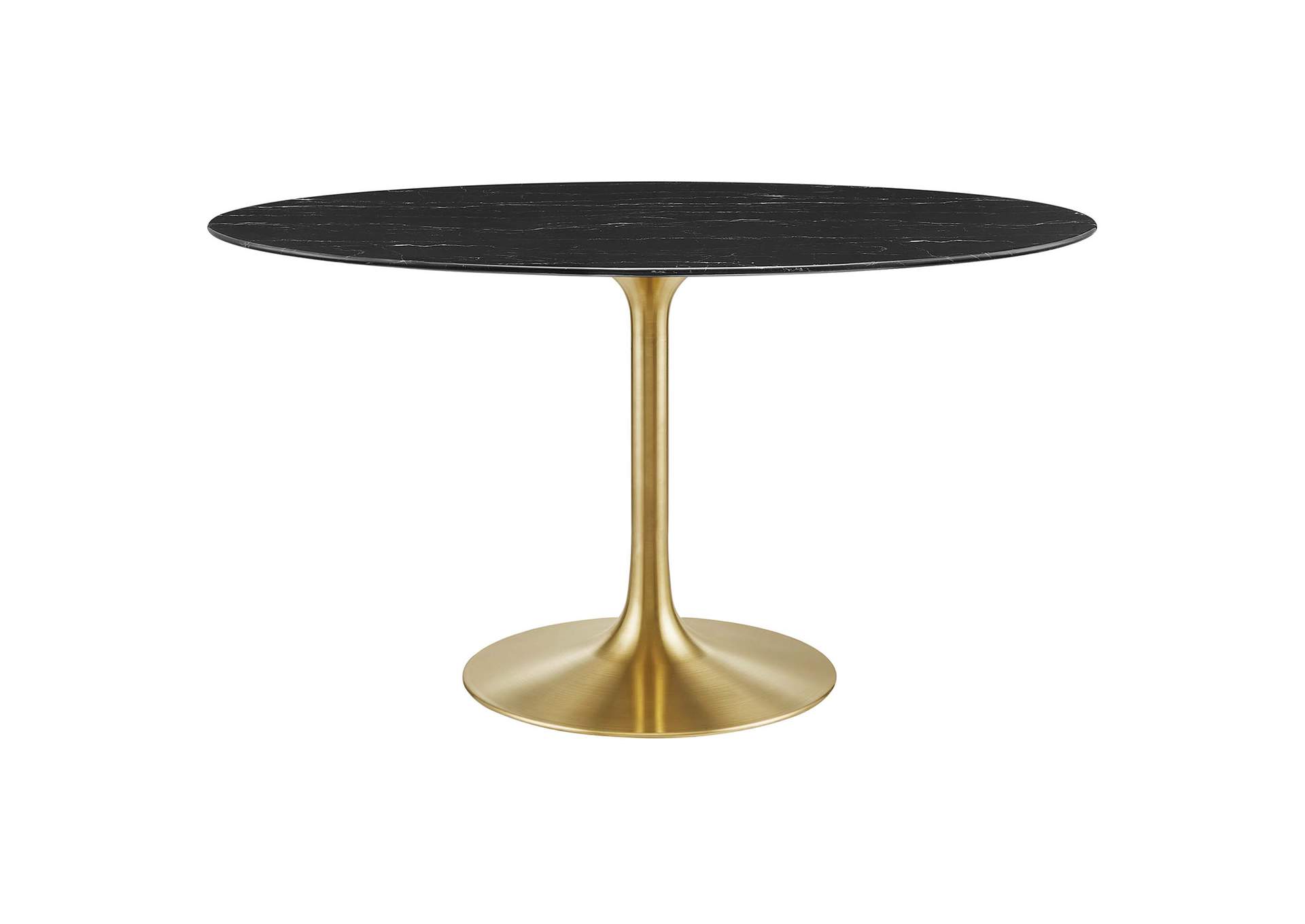 Gold Black Lippa 54" Oval Artificial Marble Dining Table,Modway
