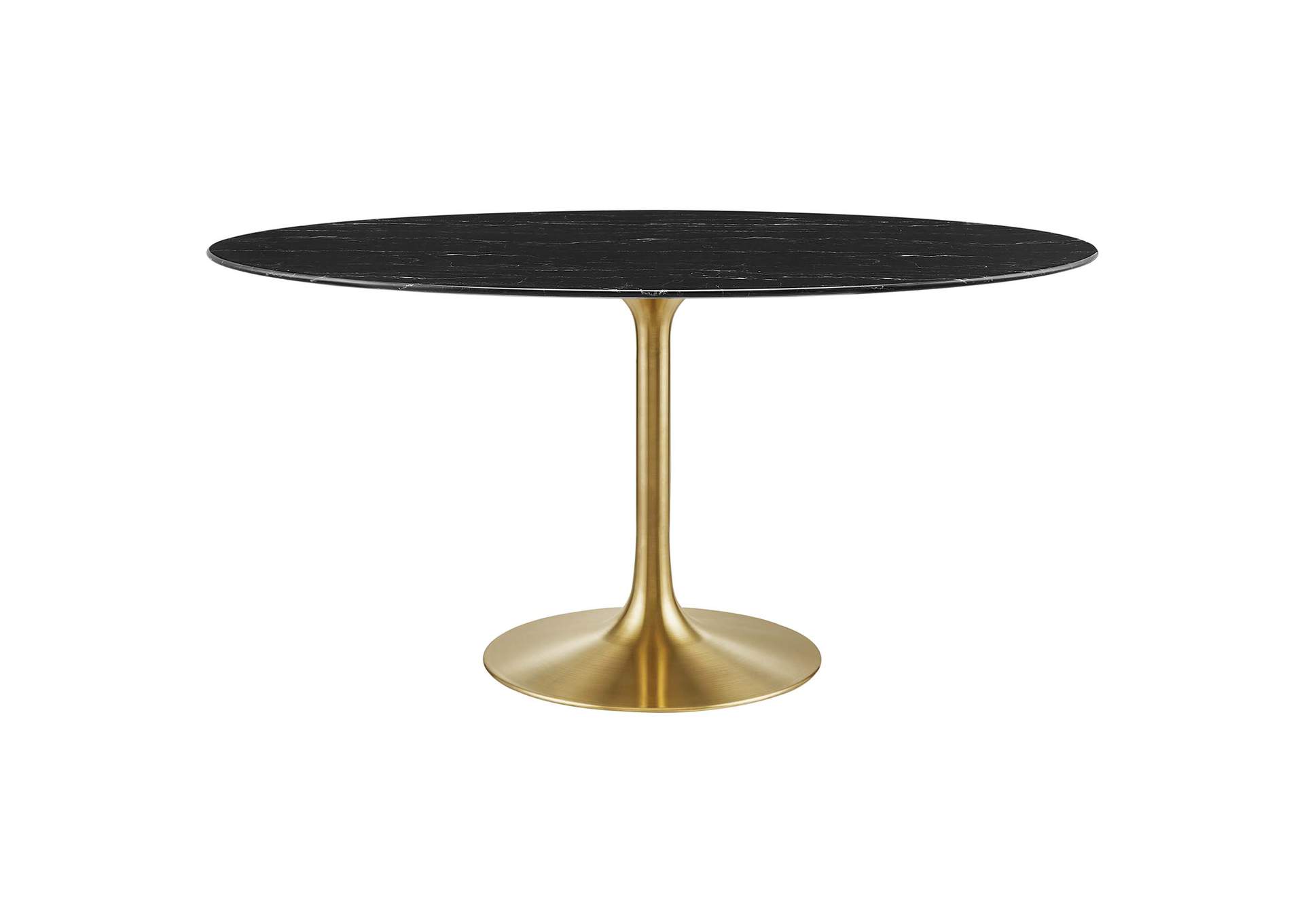Gold Black Lippa 60" Oval Artificial Marble Dining Table,Modway