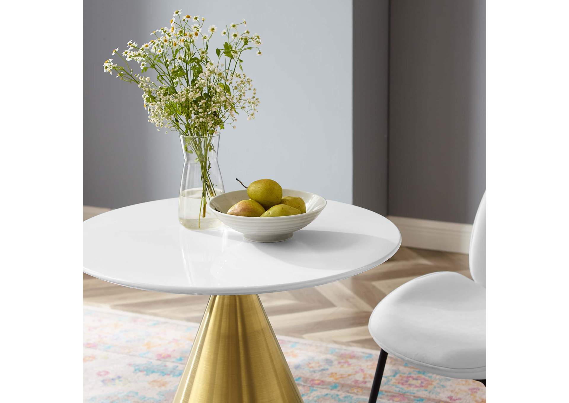 Gold White Tupelo 28" Dining Table,Modway