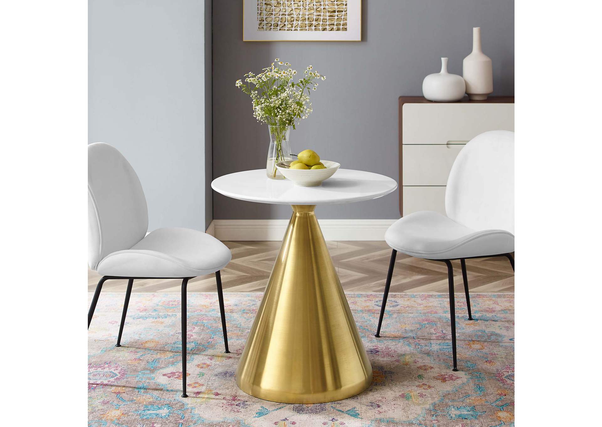 Gold White Tupelo 28" Dining Table,Modway