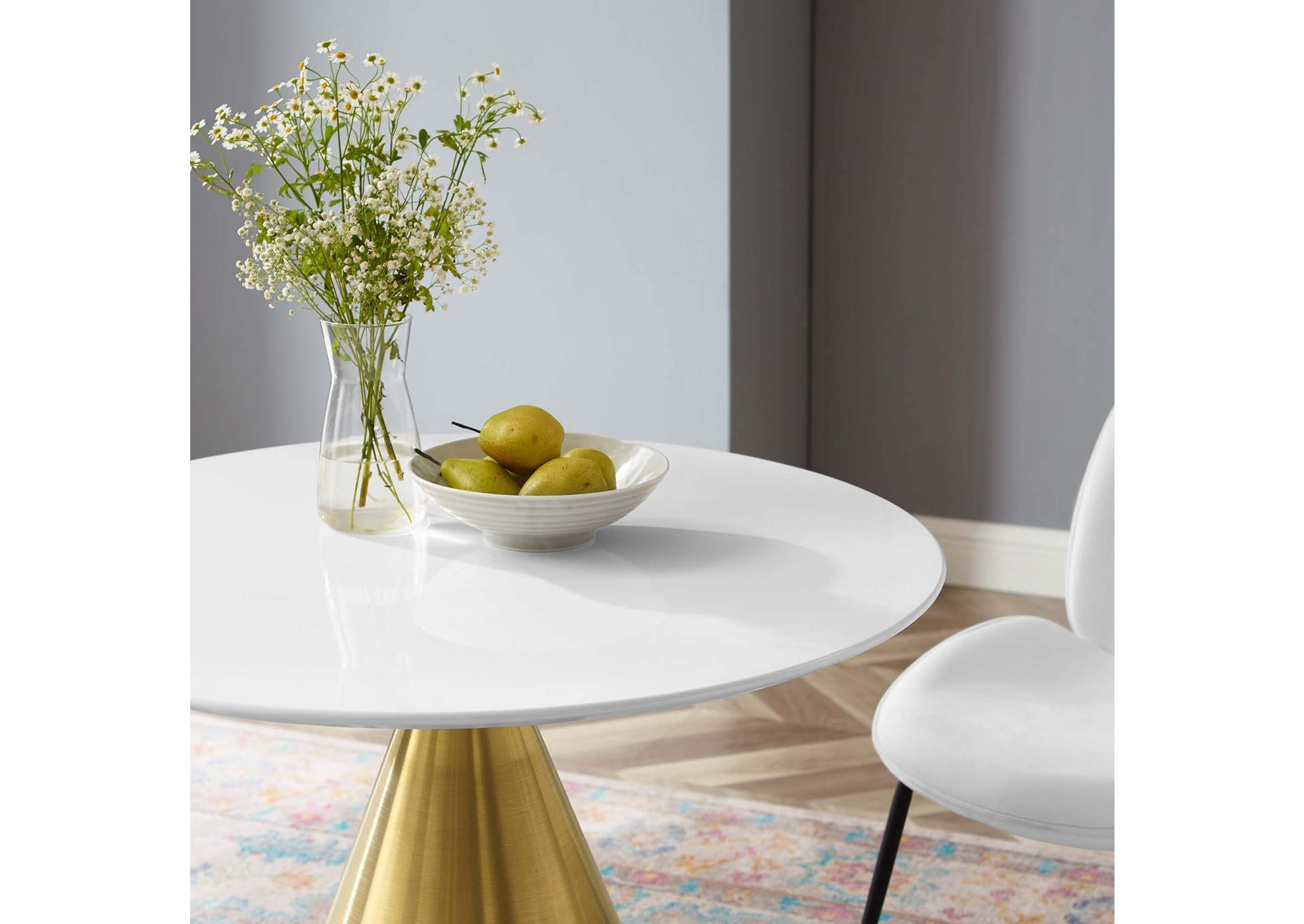 Gold White Tupelo 36" Dining Table,Modway